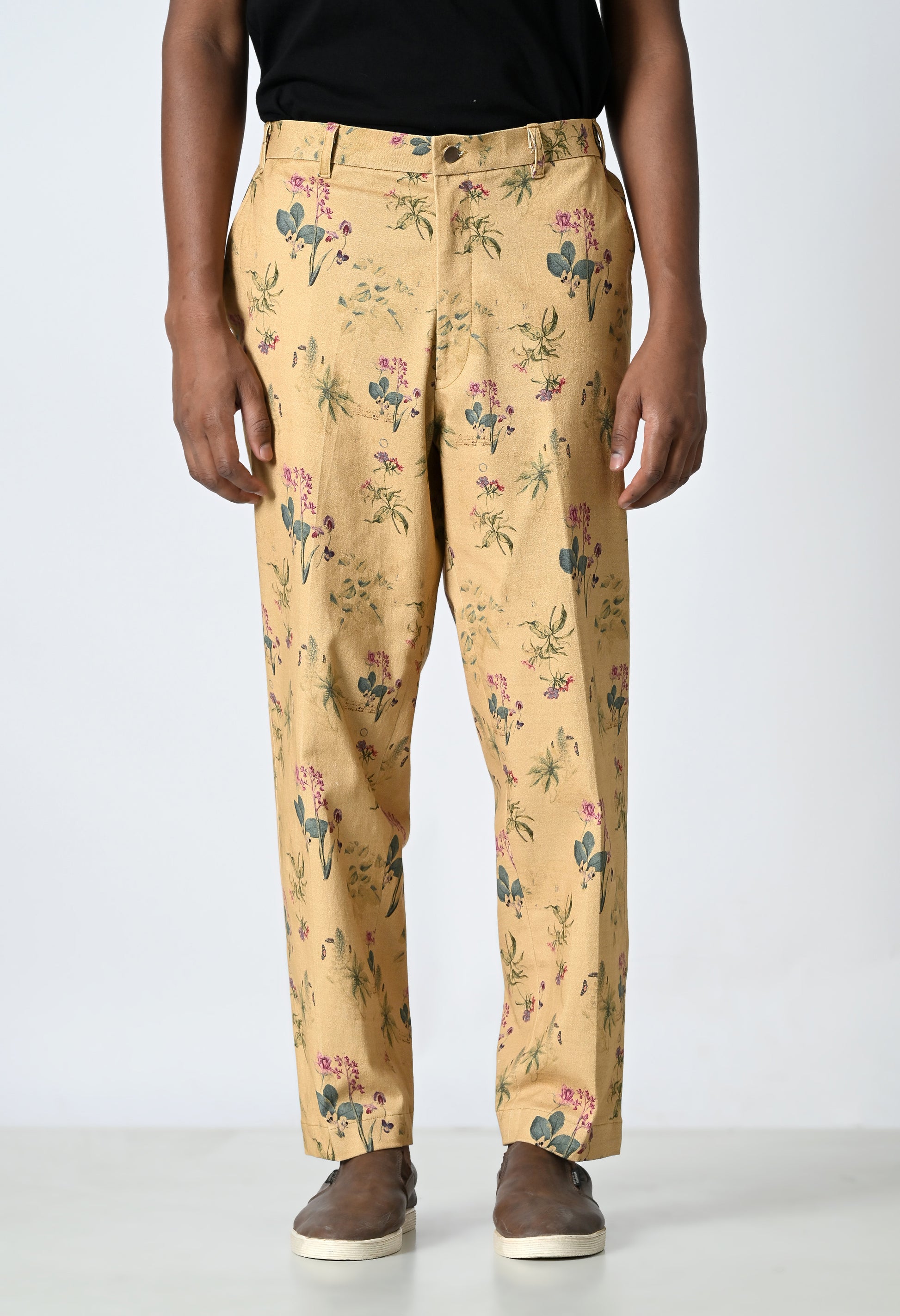 Mustard floral trousers
