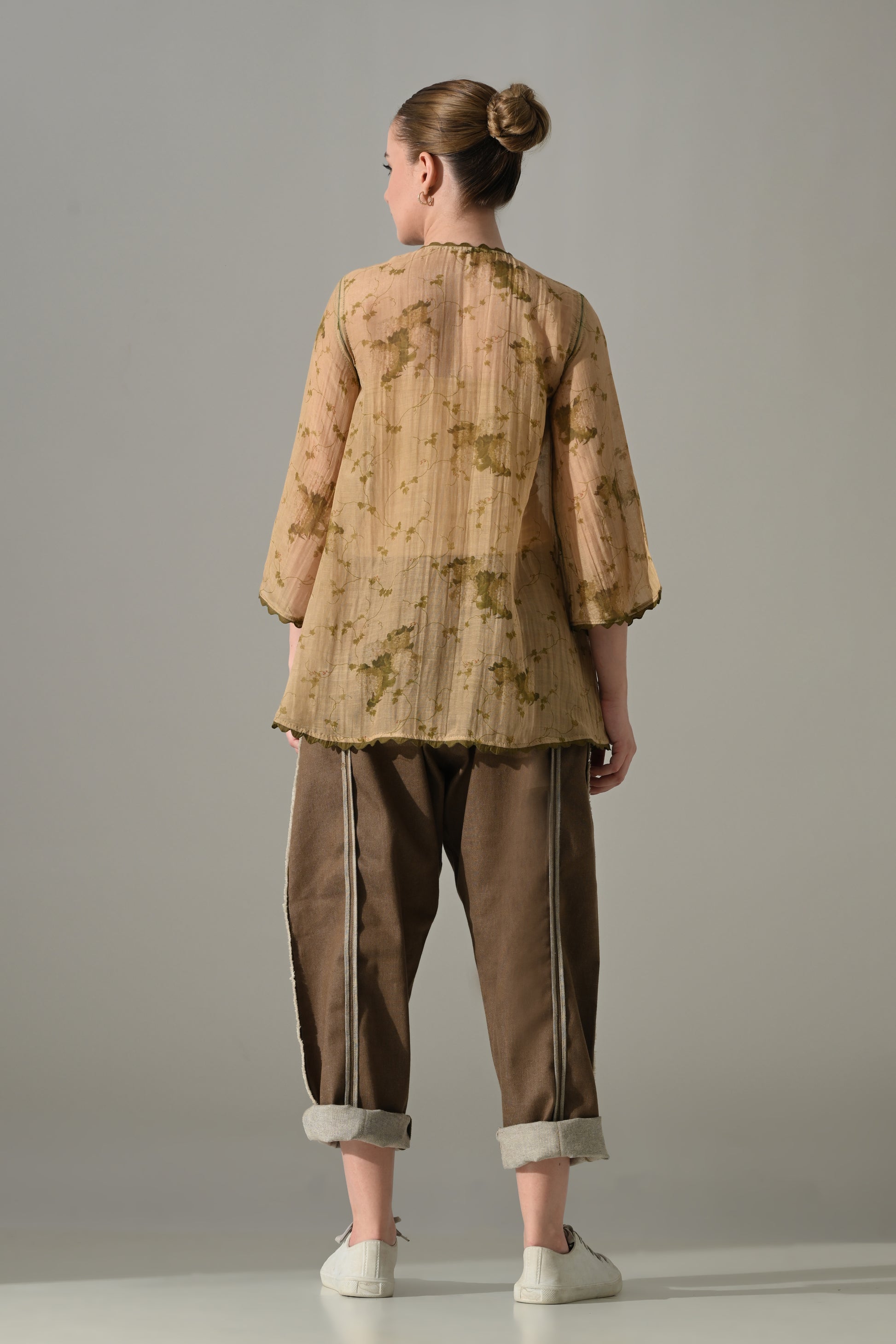 Beige Botanical  Shirt and pant Set - samant chauhan design 