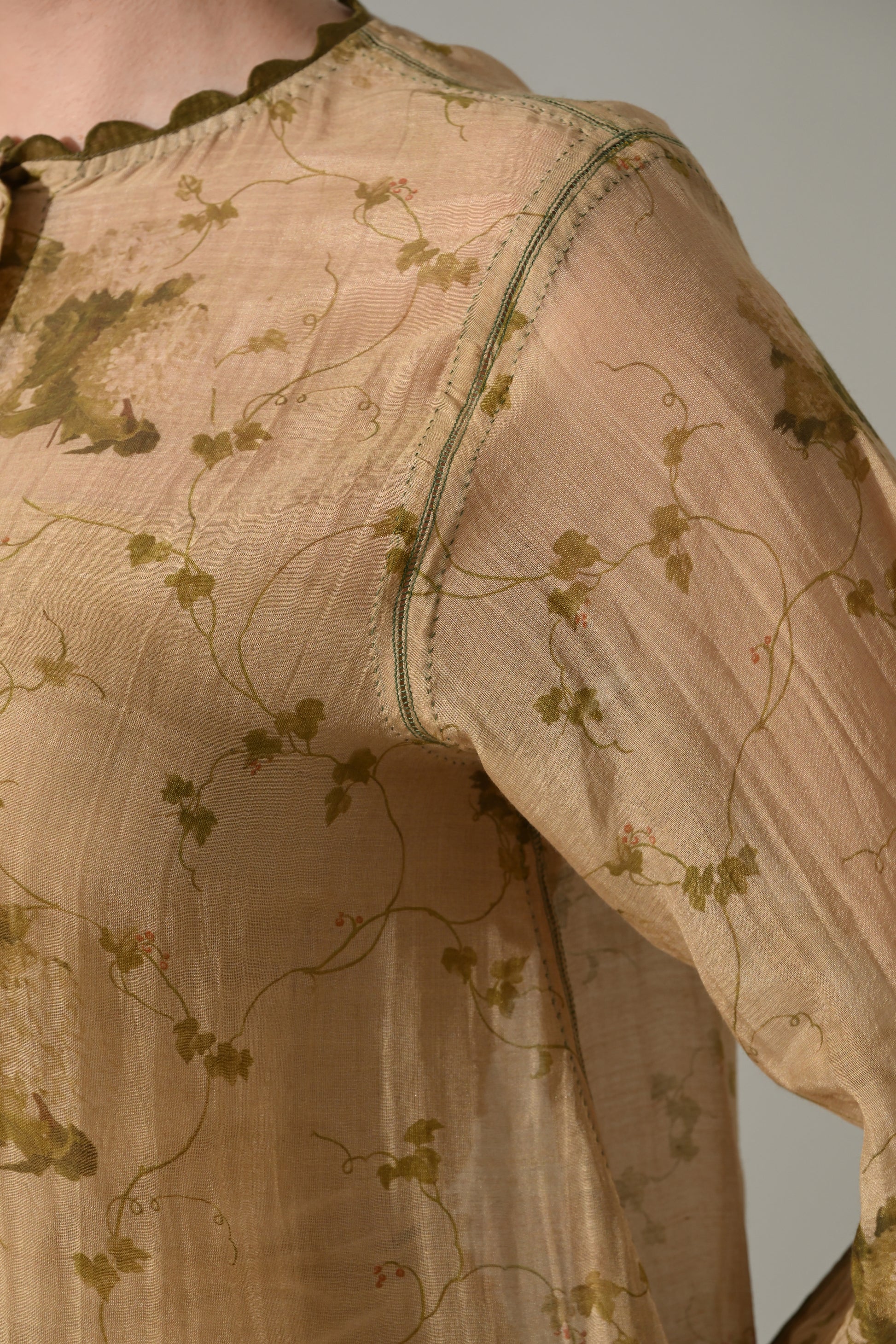 Beige Botanical  Shirt and pant Set - samant chauhan design 