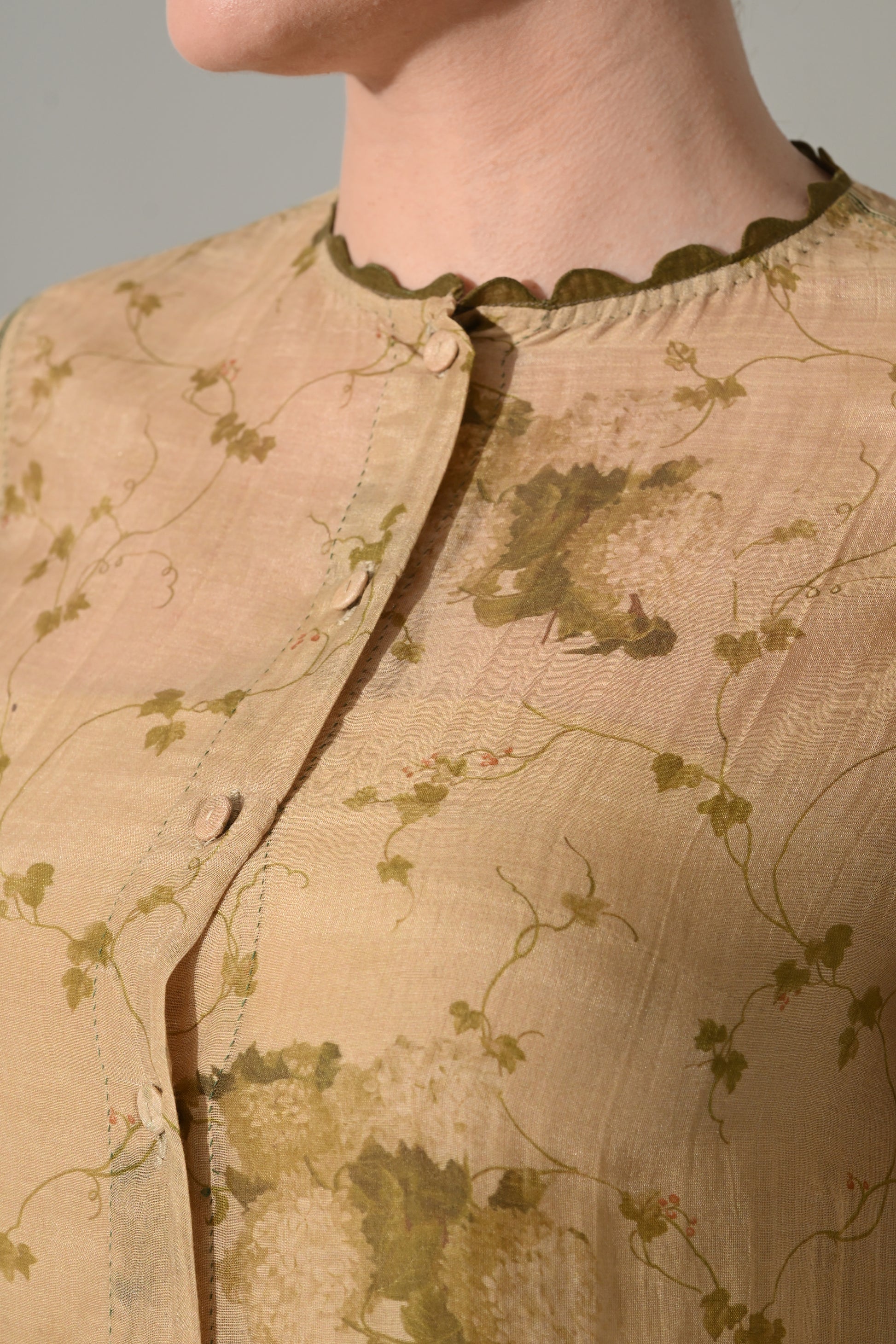Beige Botanical  Shirt and pant Set - samant chauhan design 