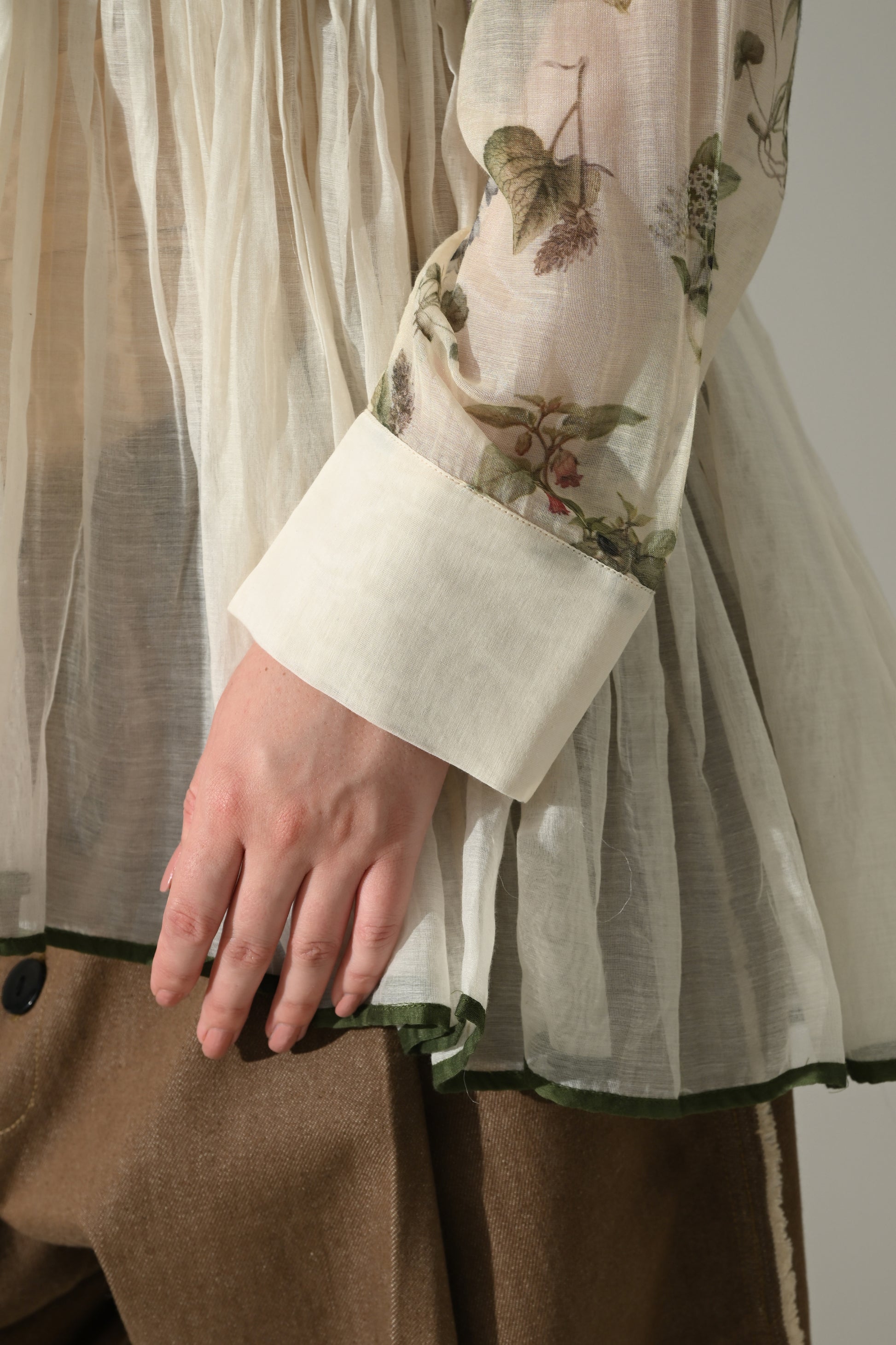Cream Botanical gathered Tunic and pant Set - samant chauhan design 