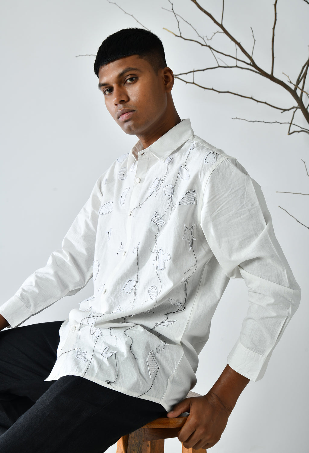 White detailed shirt