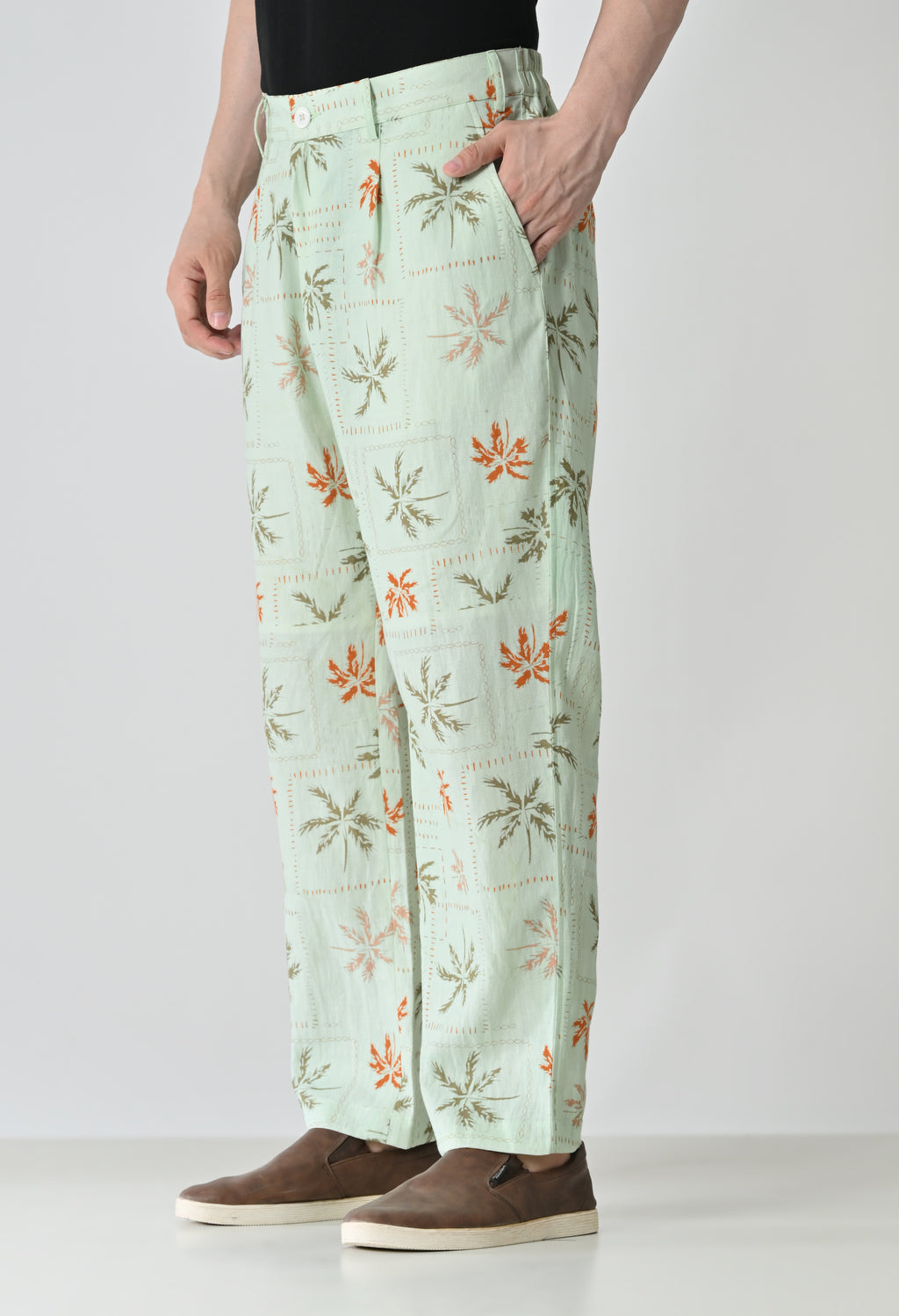 Green tropical trousers