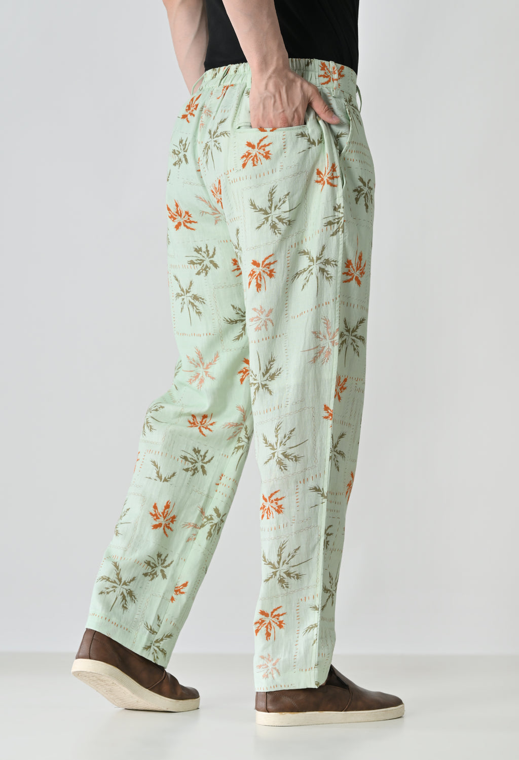 Green tropical trousers