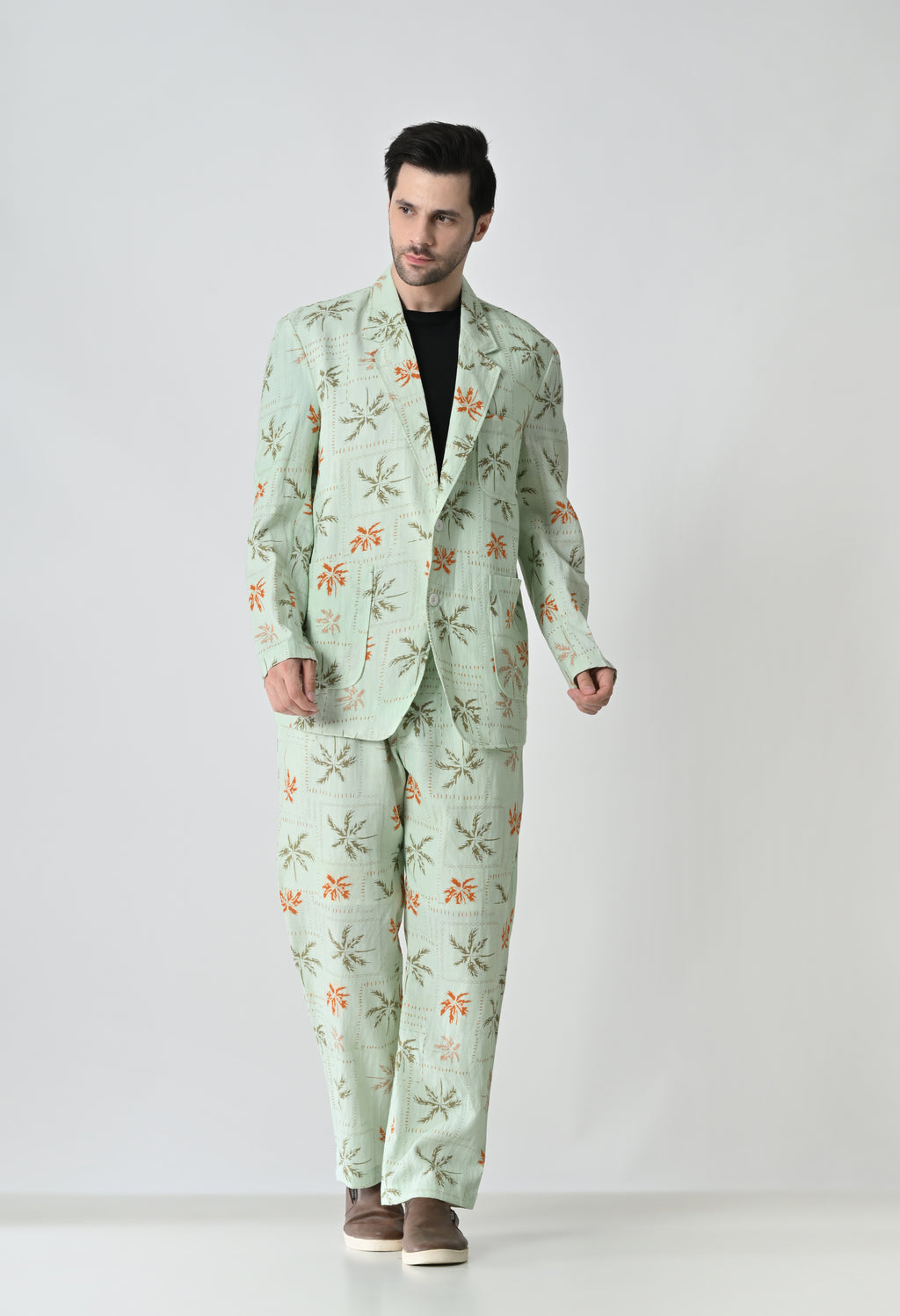 Green tropical trousers