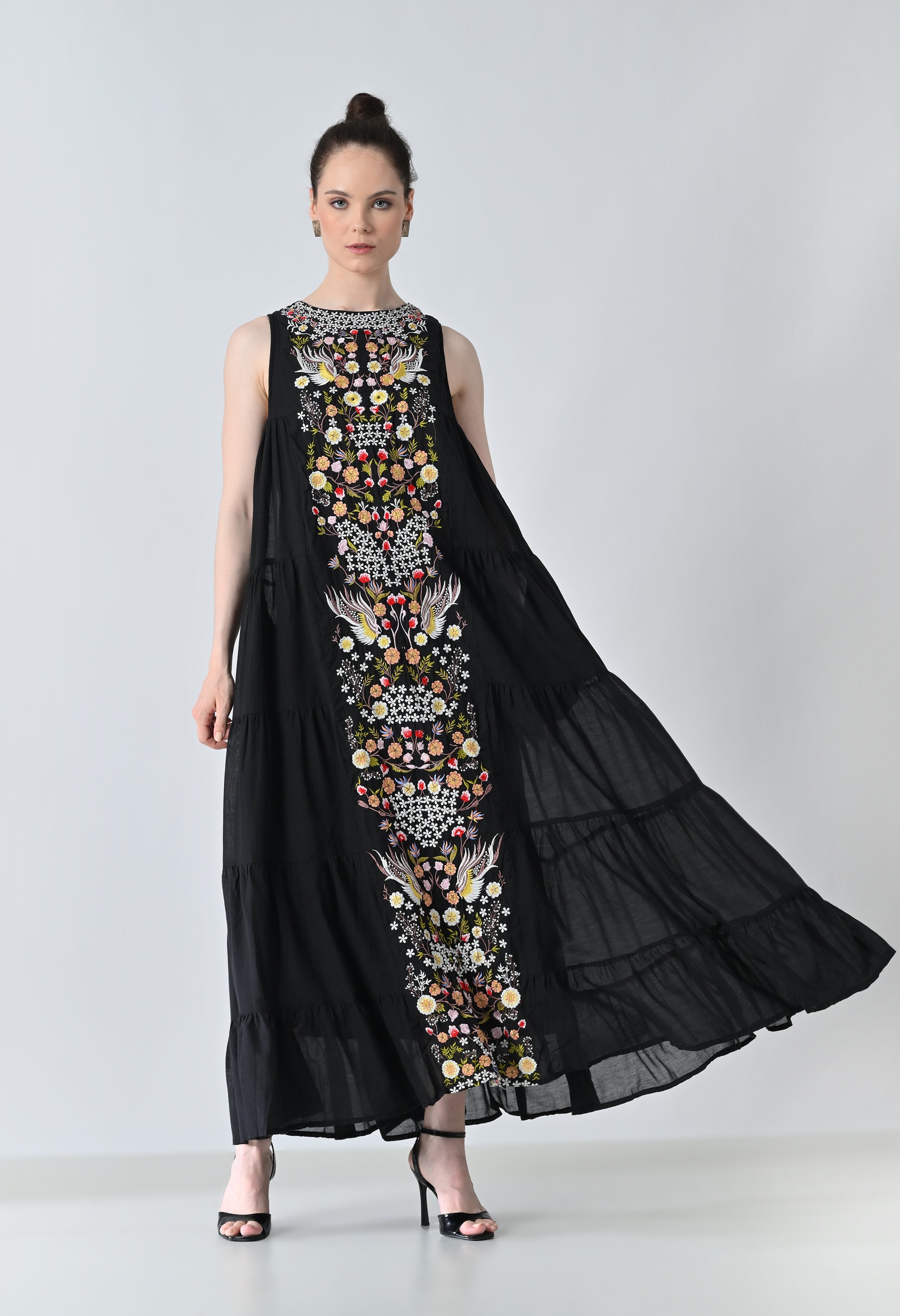 Black embroided dress