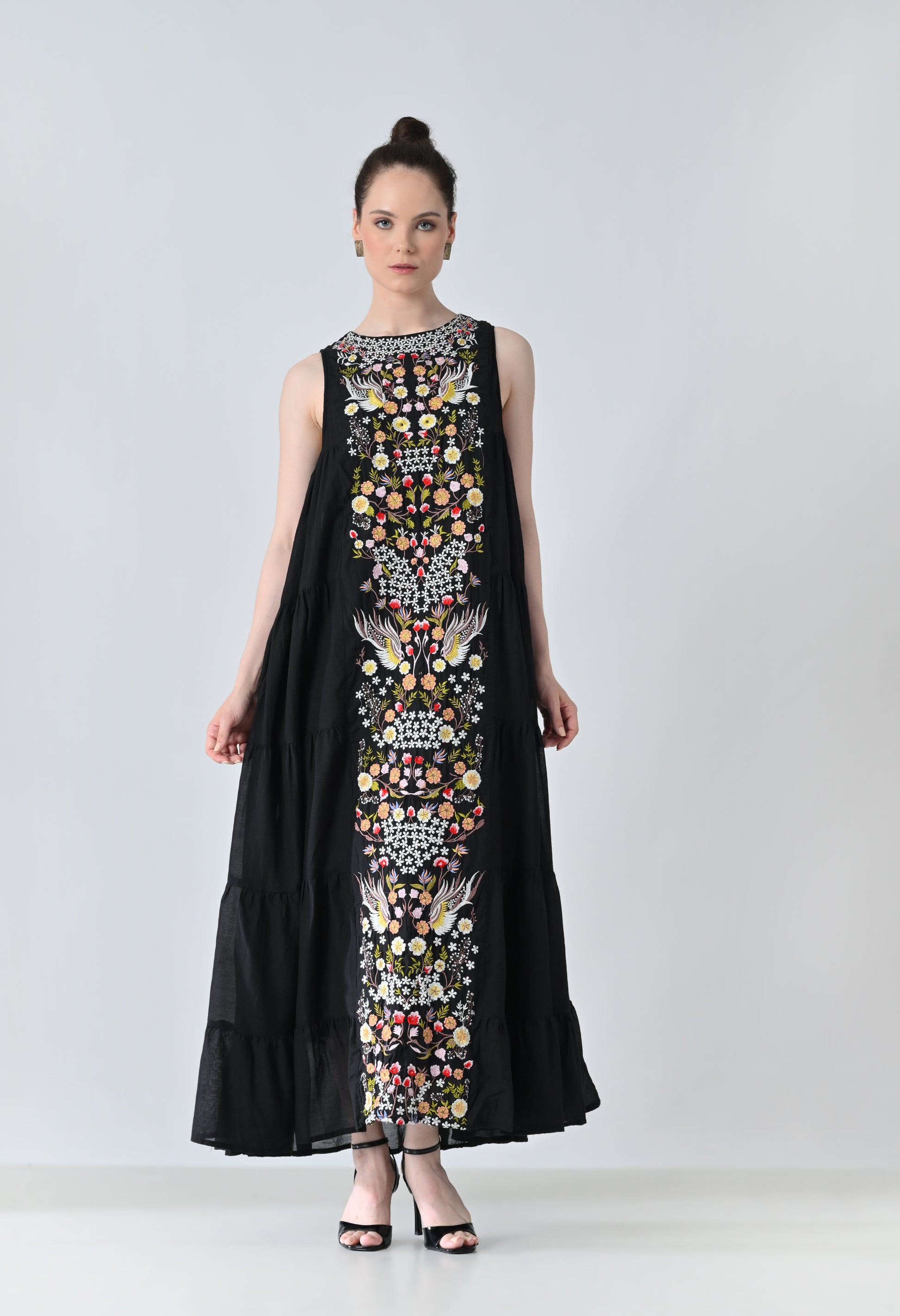 Black embroided dress