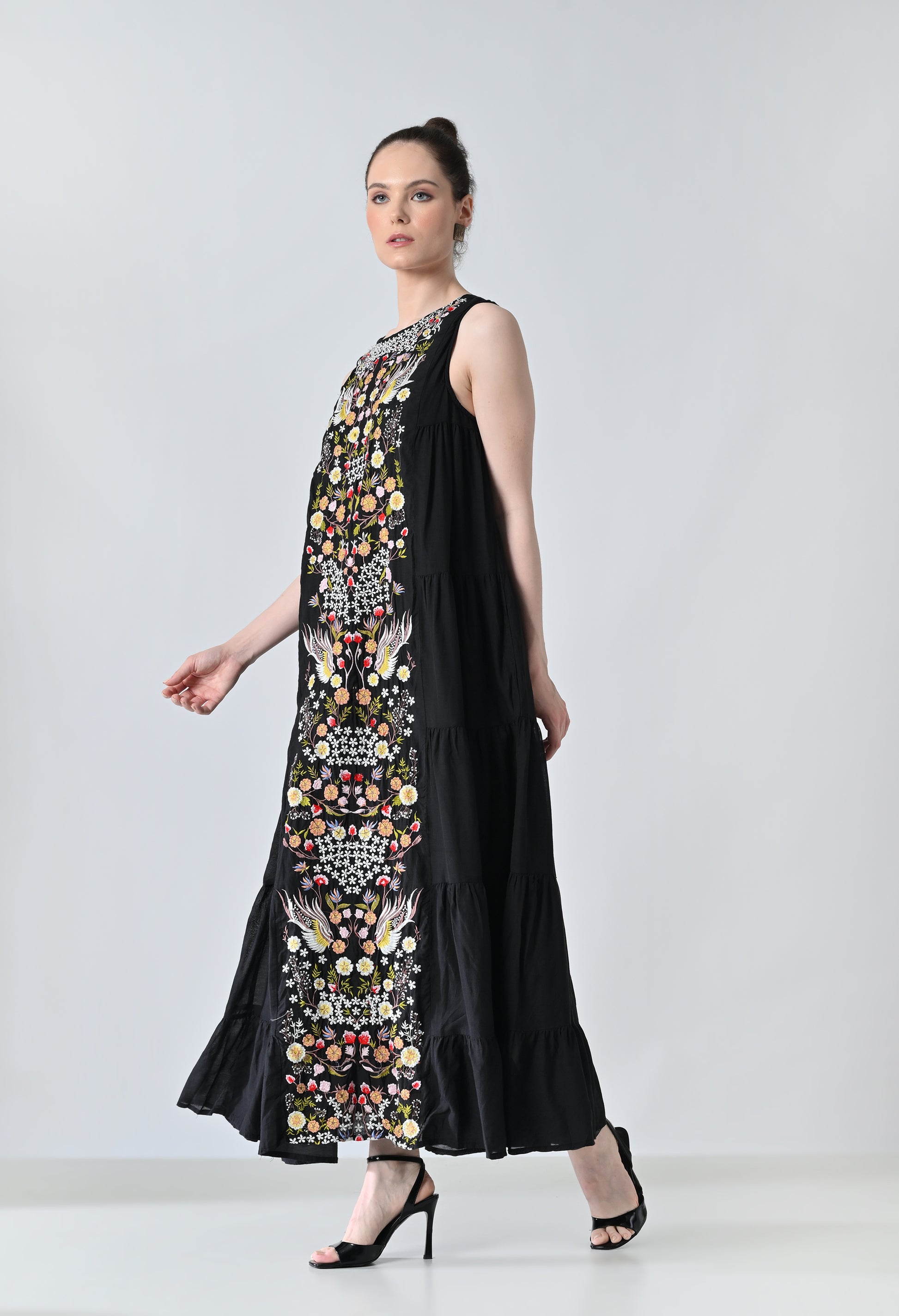 Black embroided dress