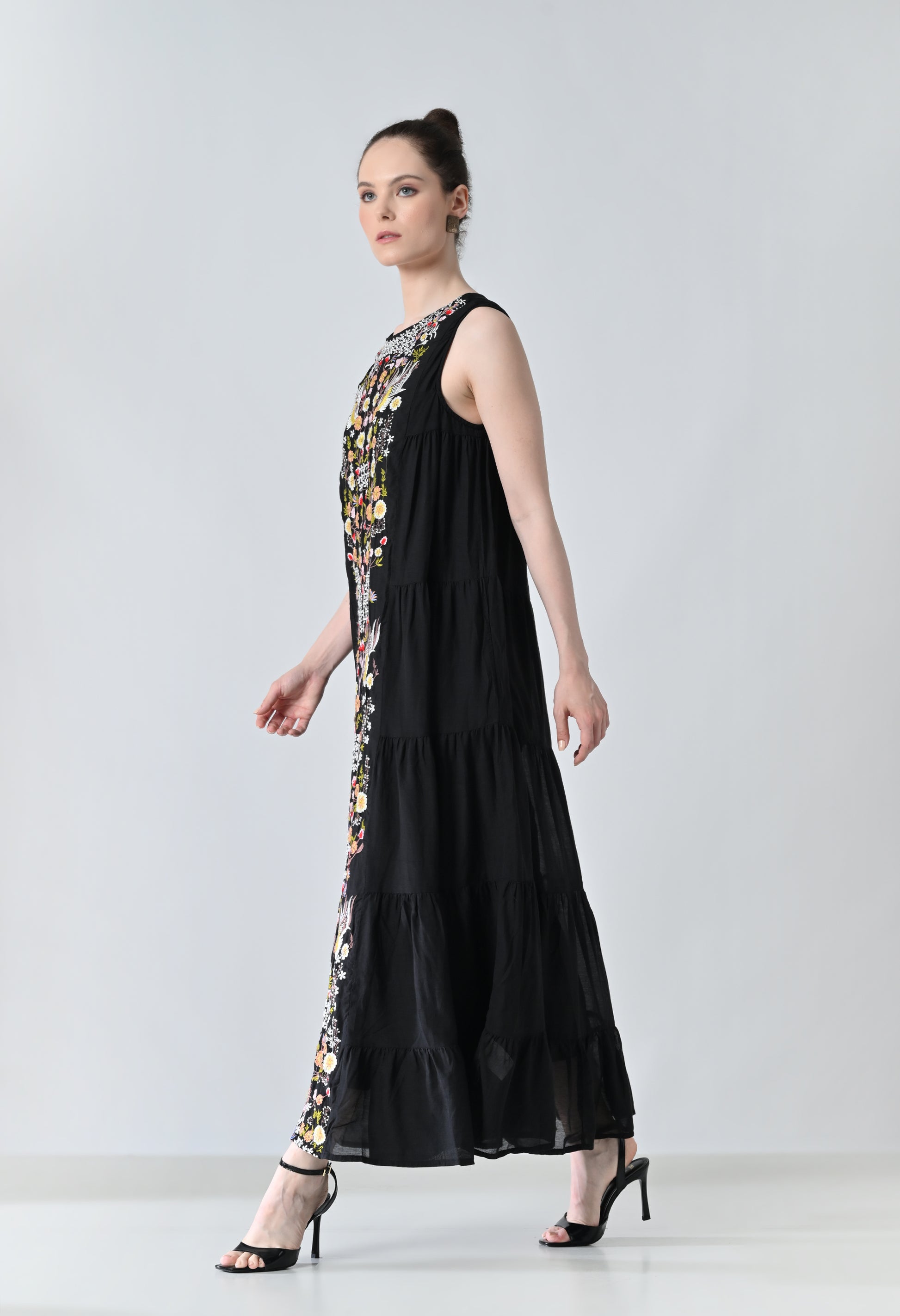 Black embroided dress