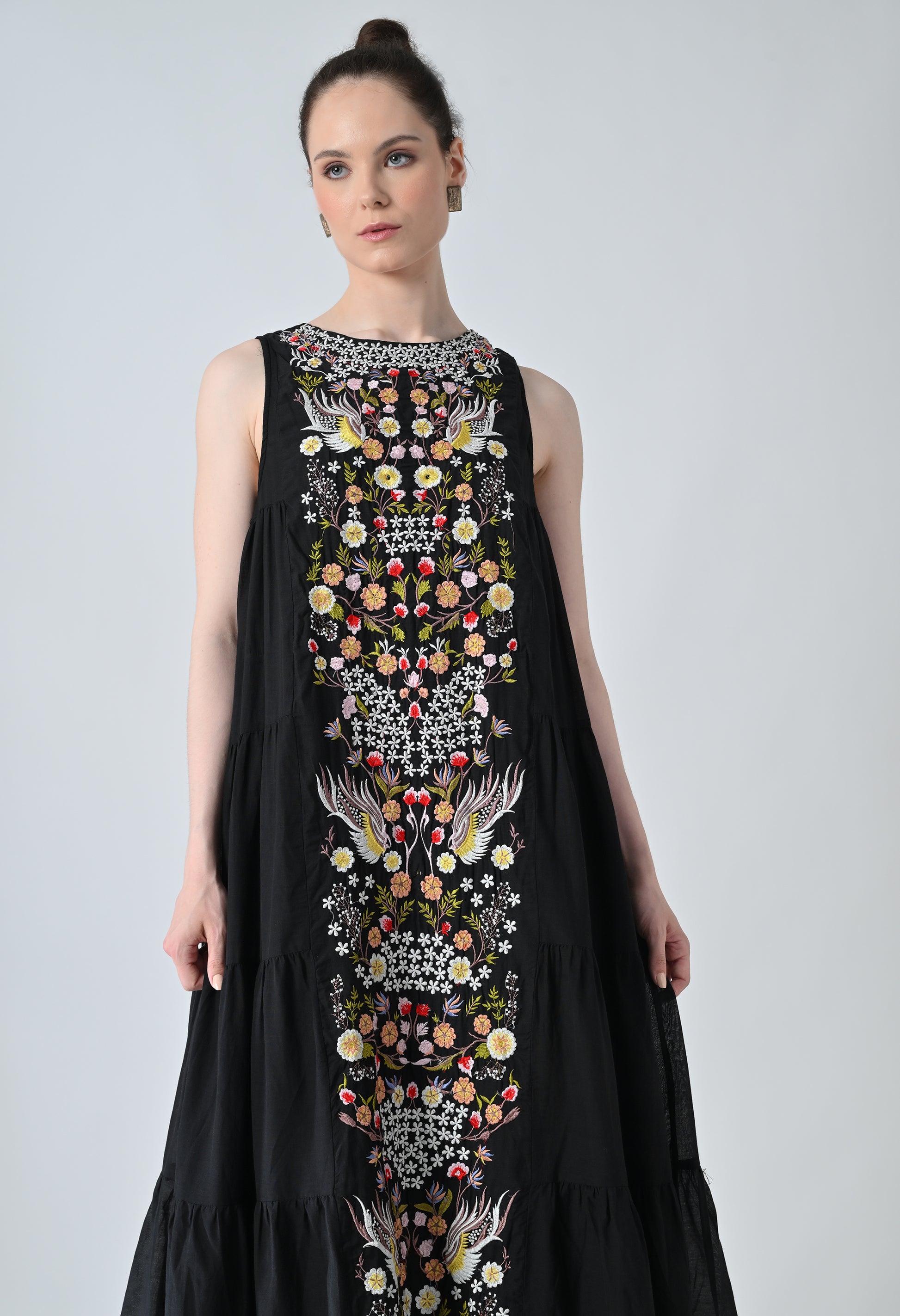 Black embroided dress