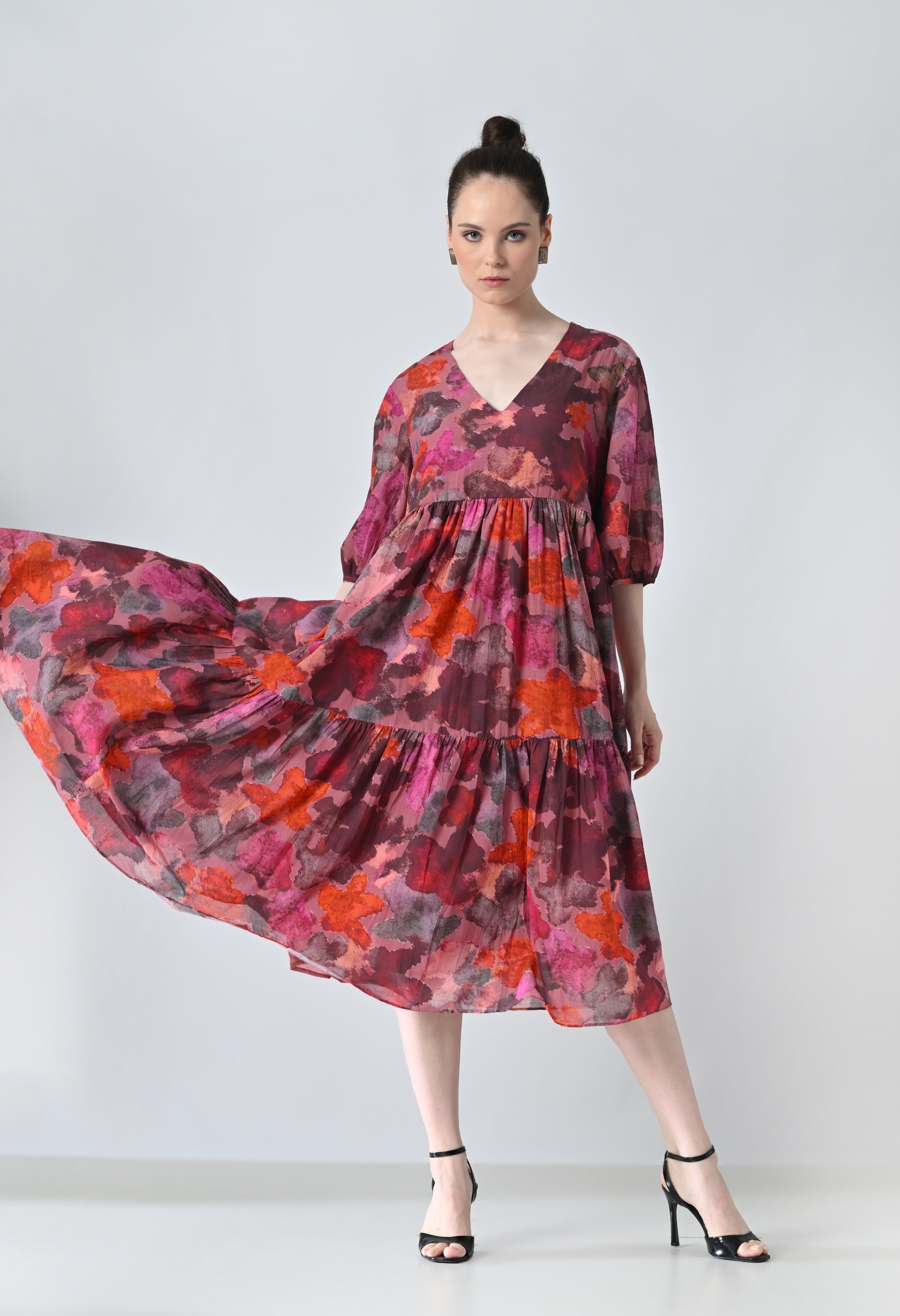 Printed pink dress