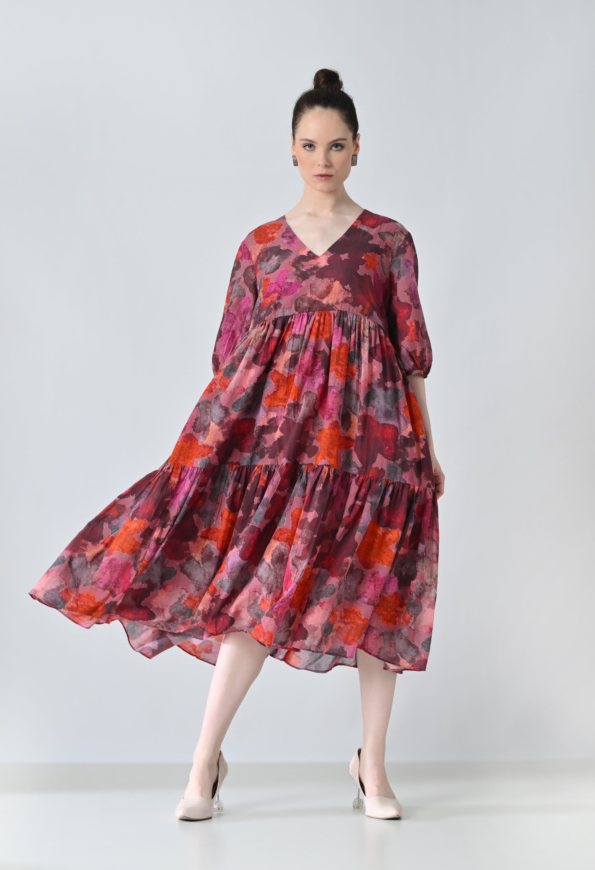 Printed pink dress