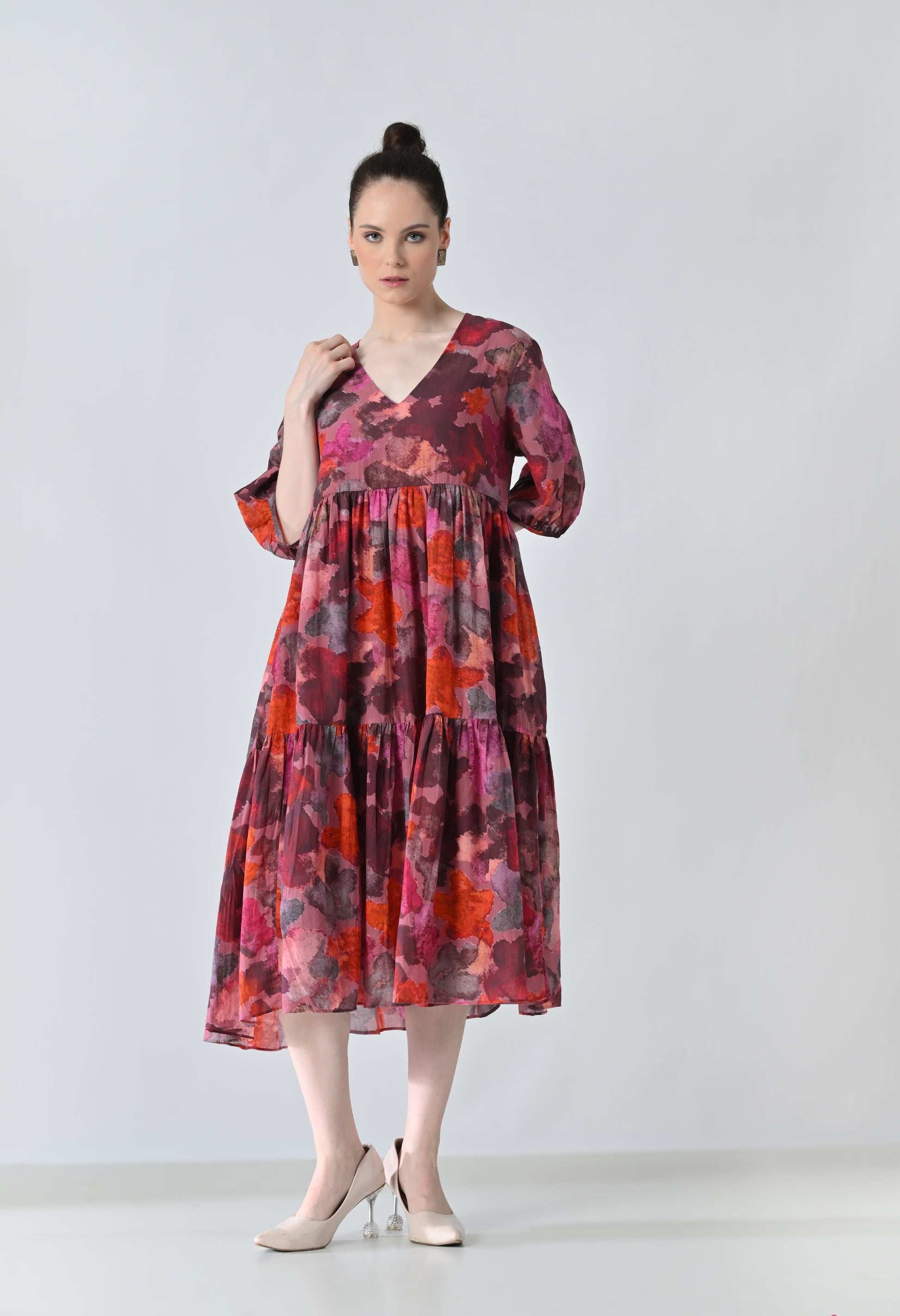 Printed pink dress