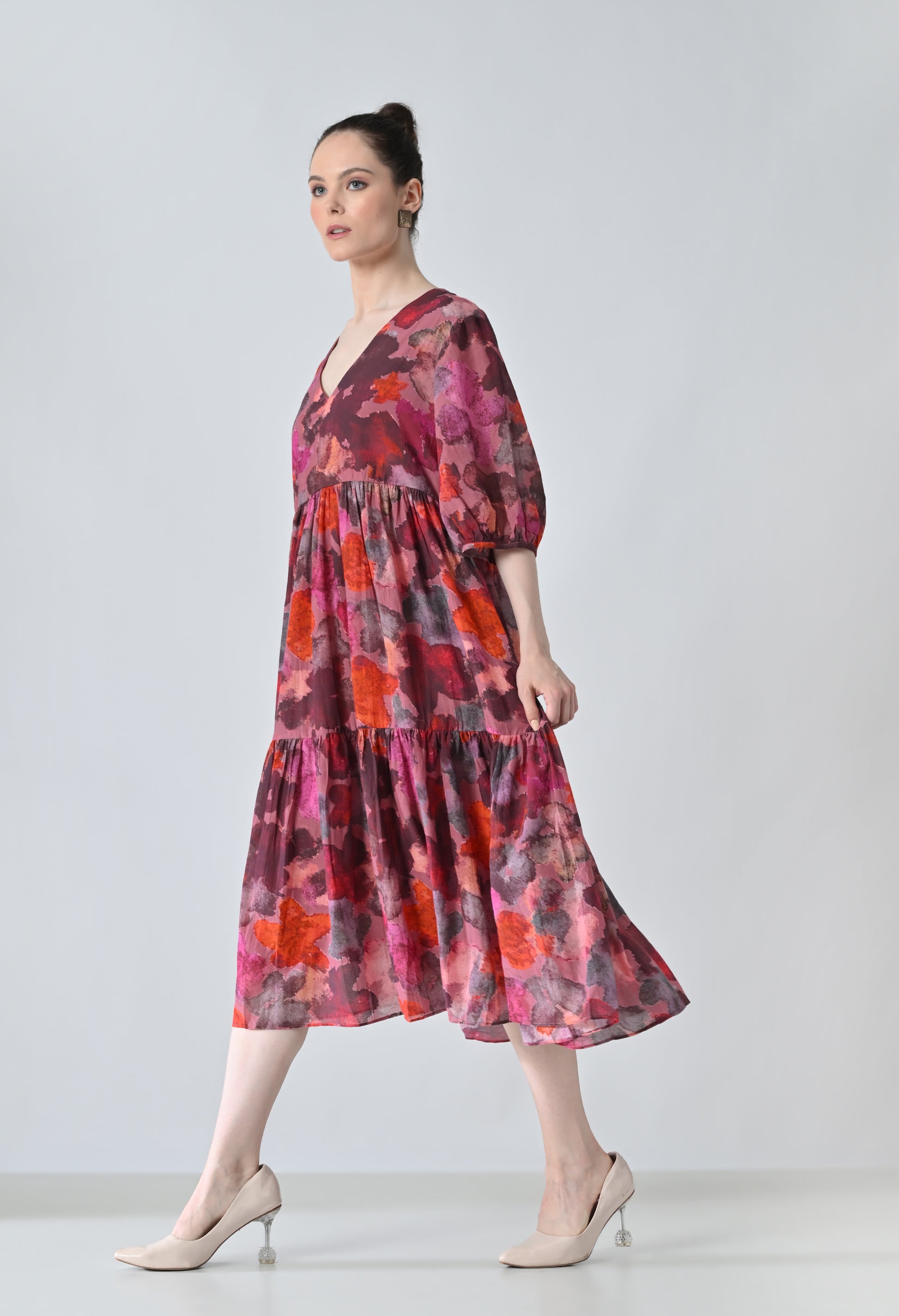 Printed pink dress