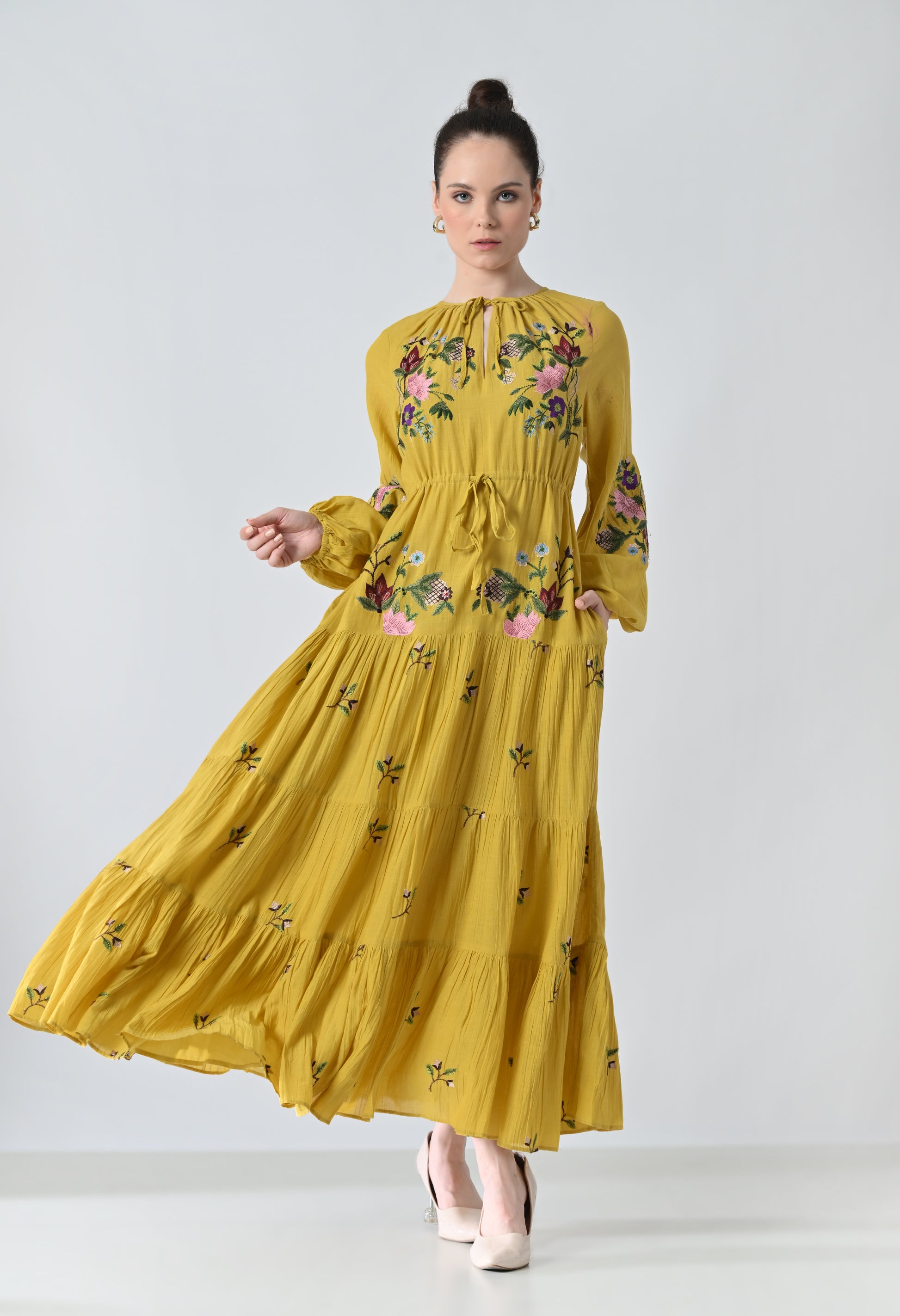 Long mustard dress