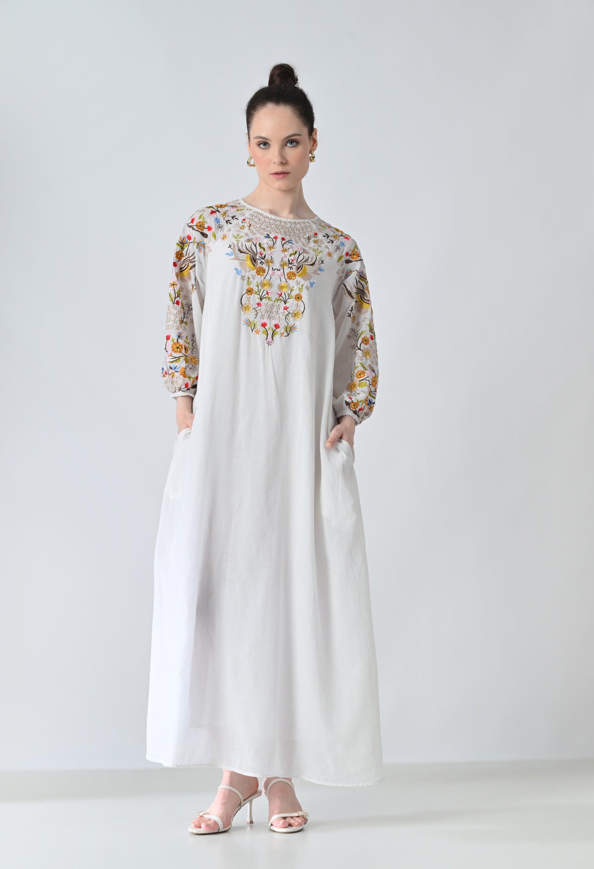 white multi dress