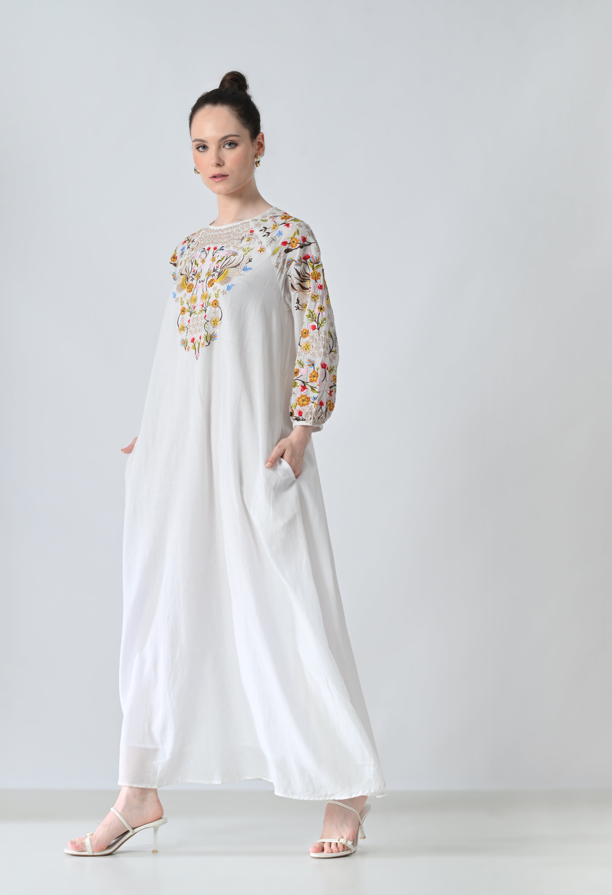 white multi dress