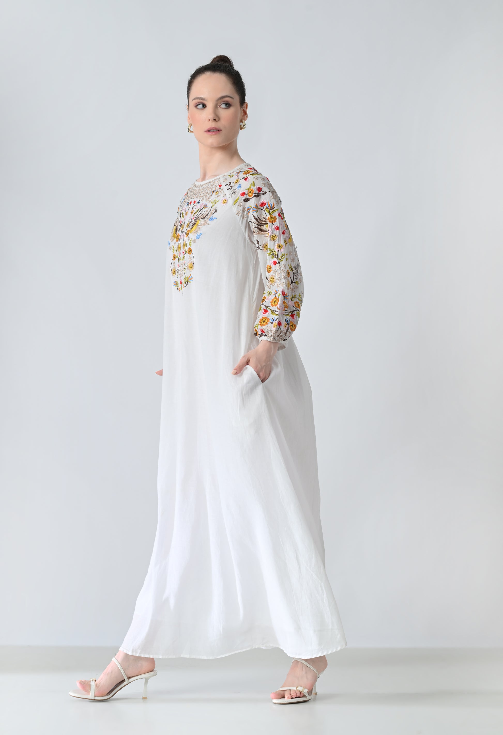 white multi dress