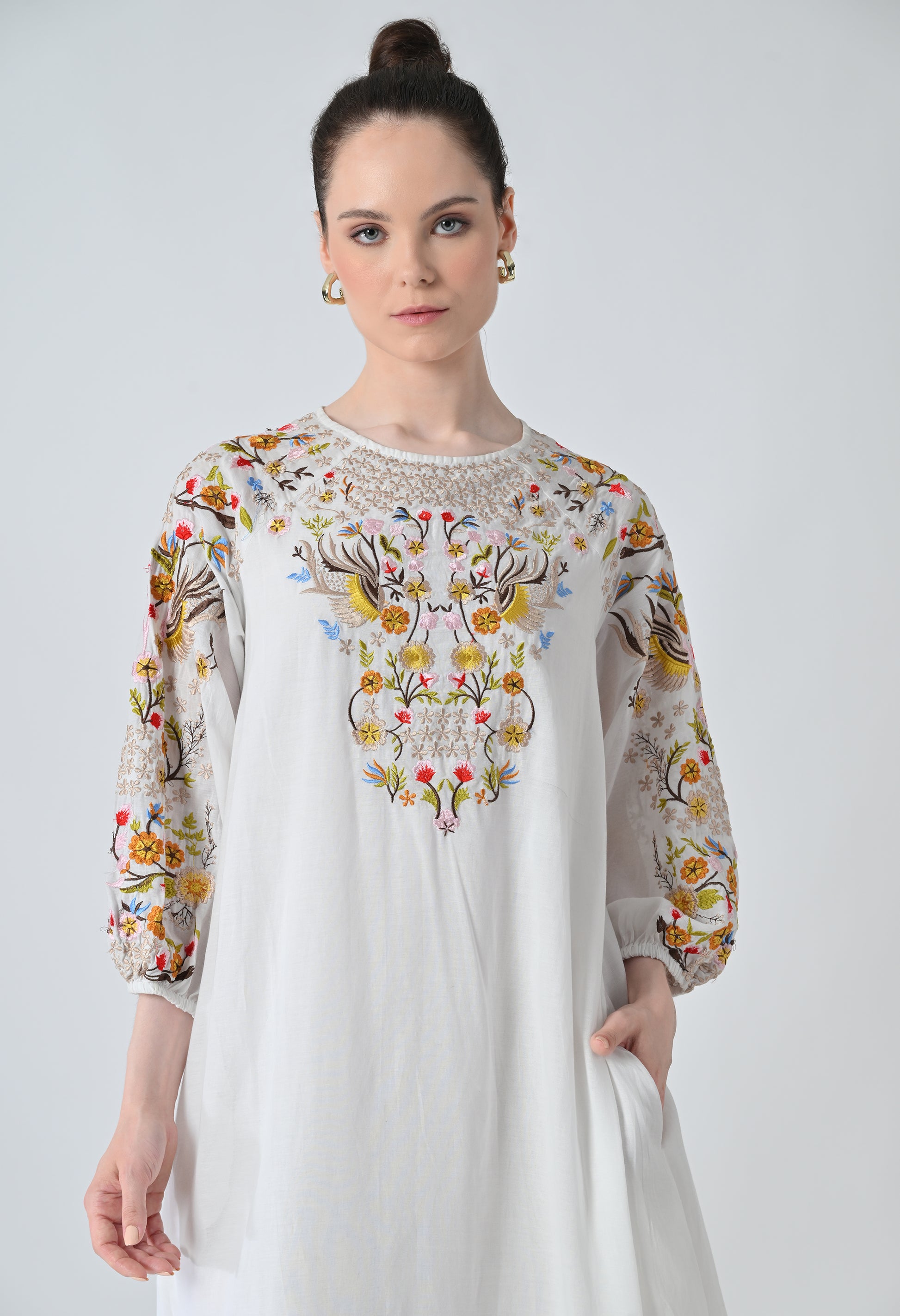 white multi dress
