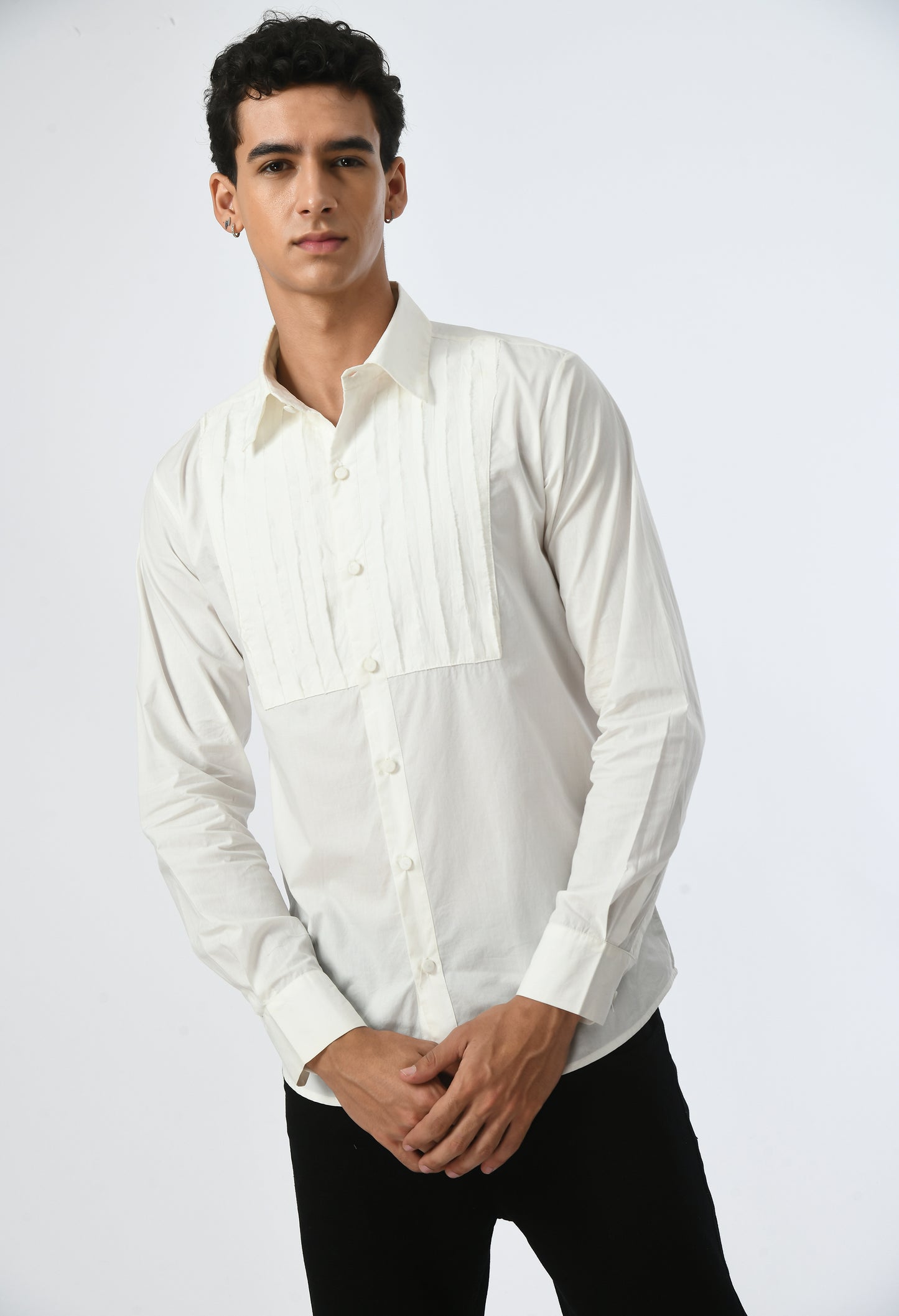 White mens semiformal shirt.