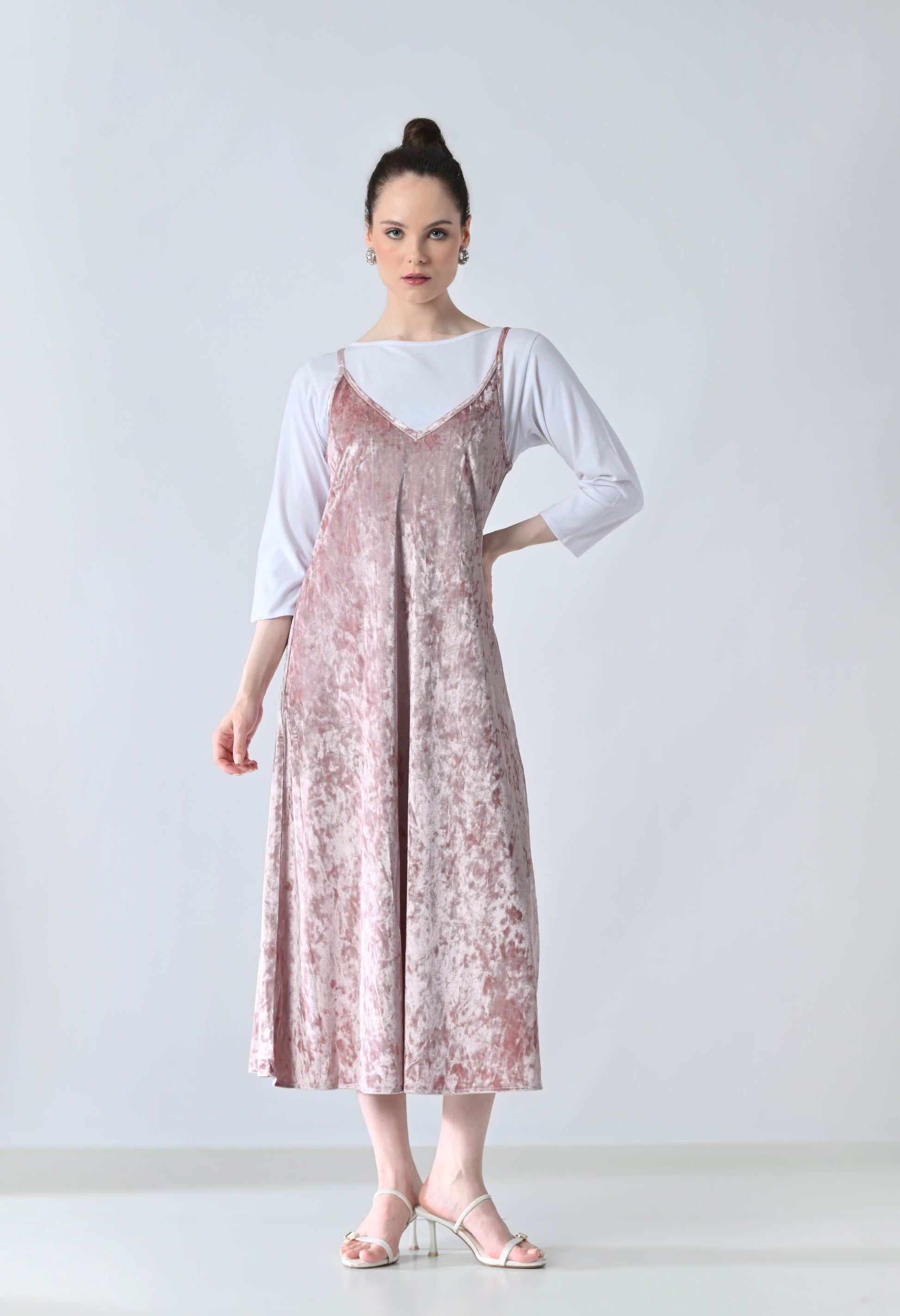 pink velvet dress