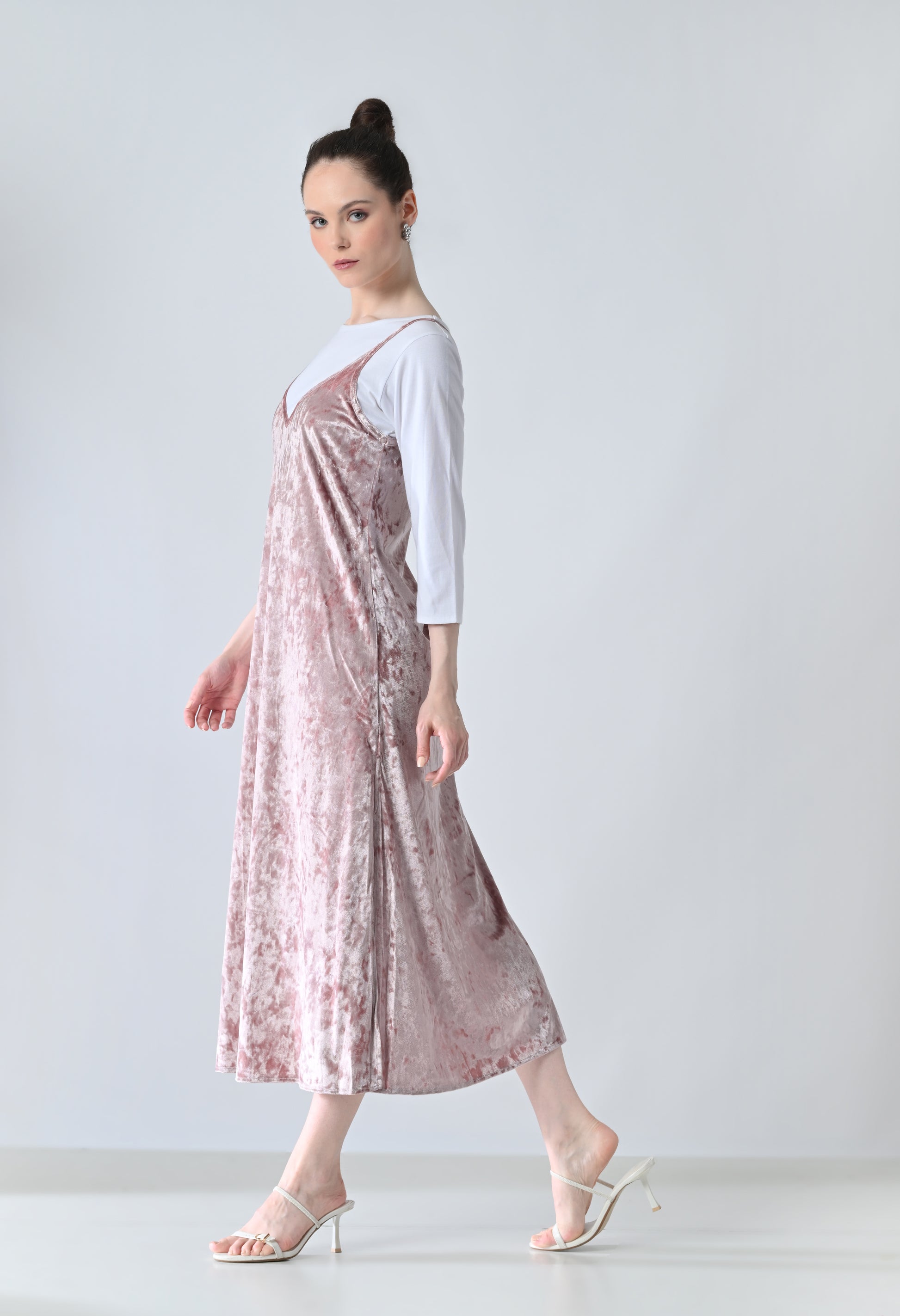 pink velvet dress