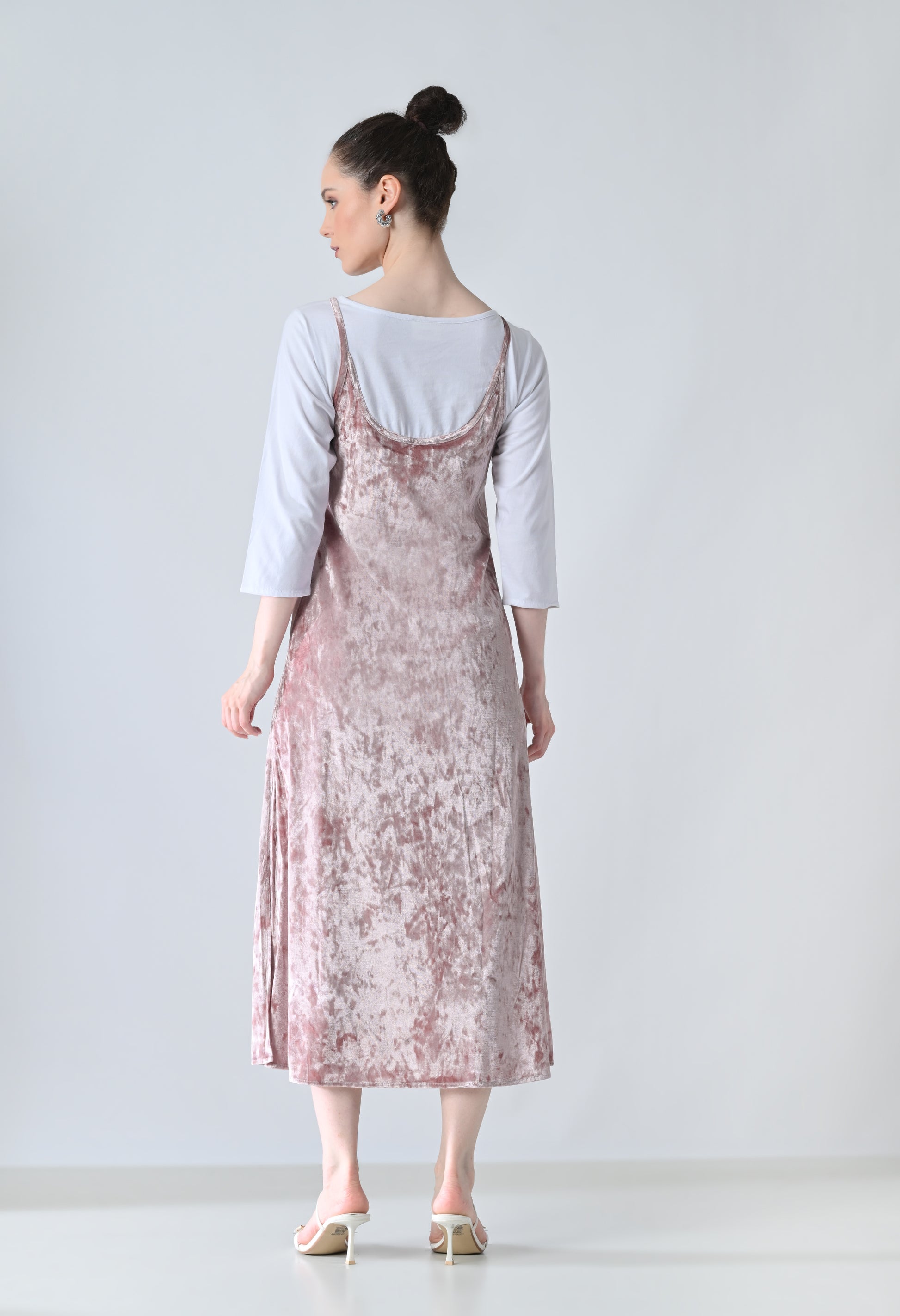 pink velvet dress