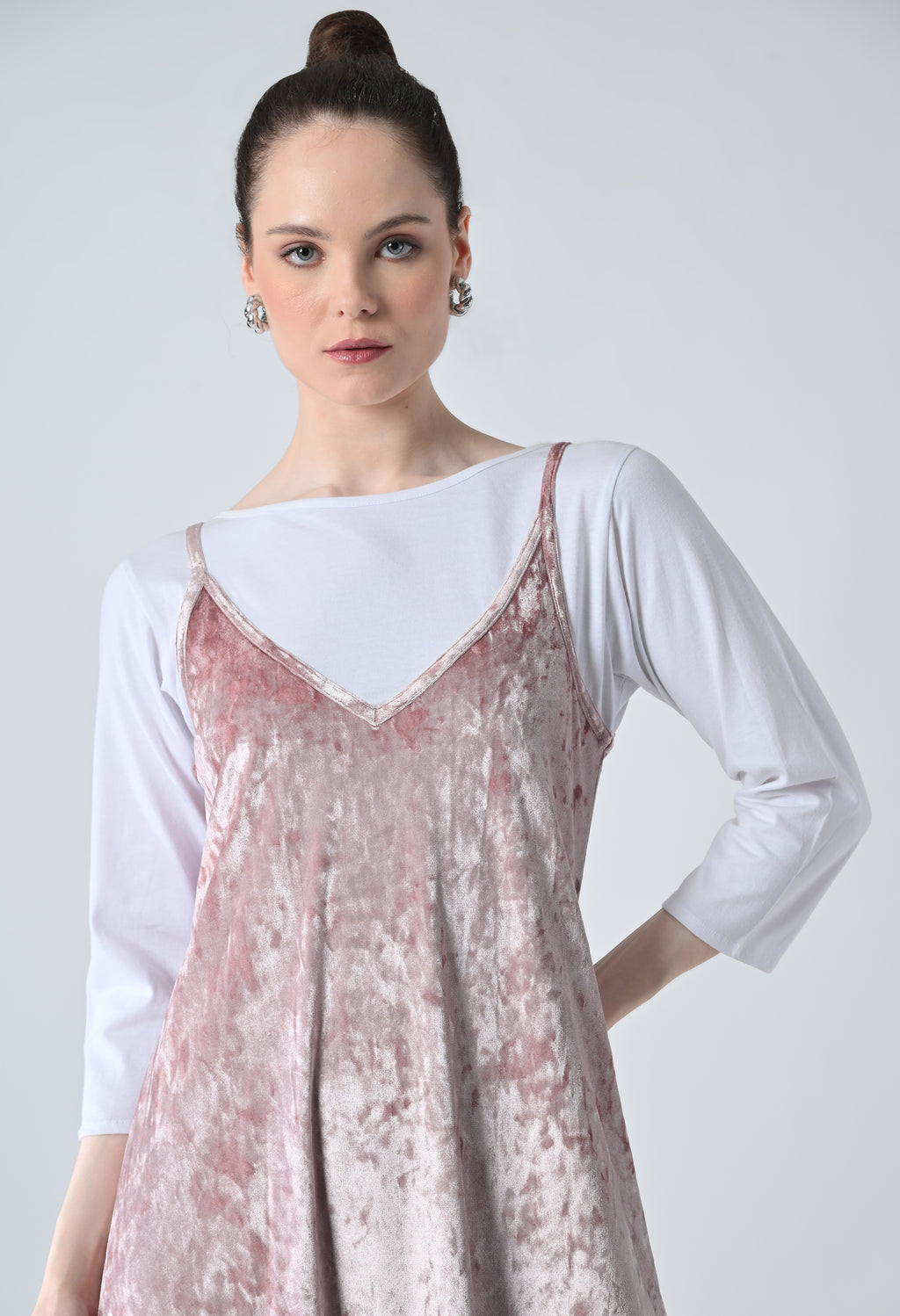 pink velvet dress