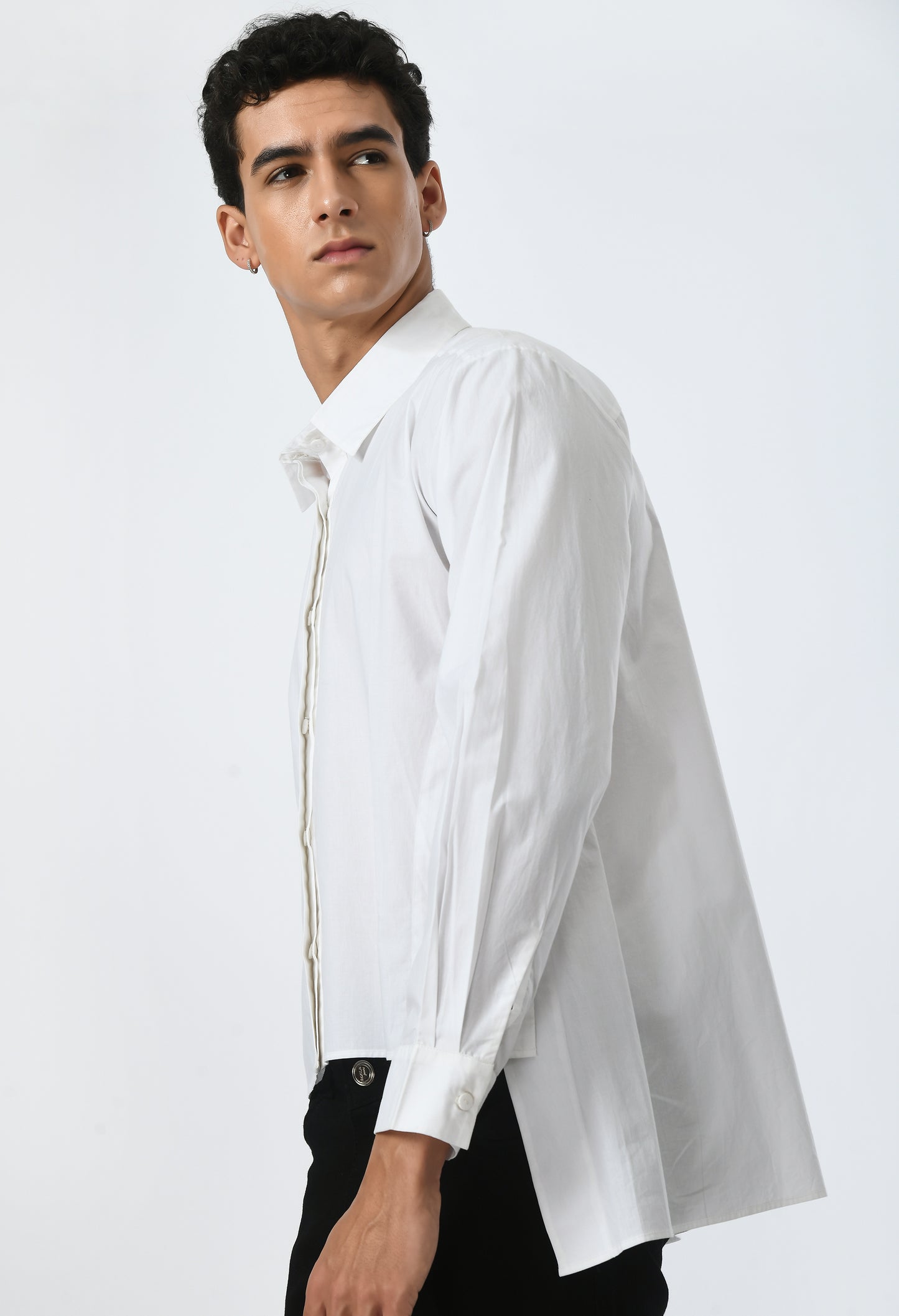 Unisex white cotton shirt.