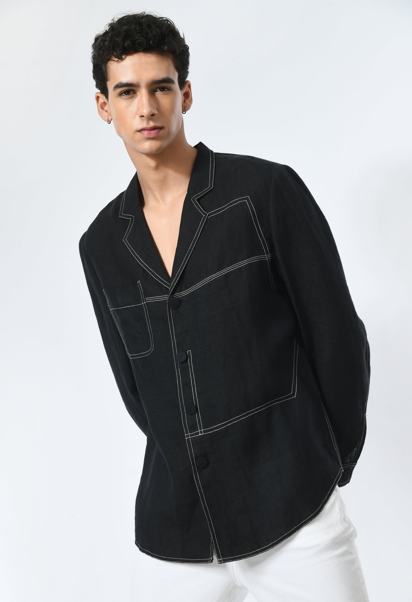Unisex black cotton twill jacket