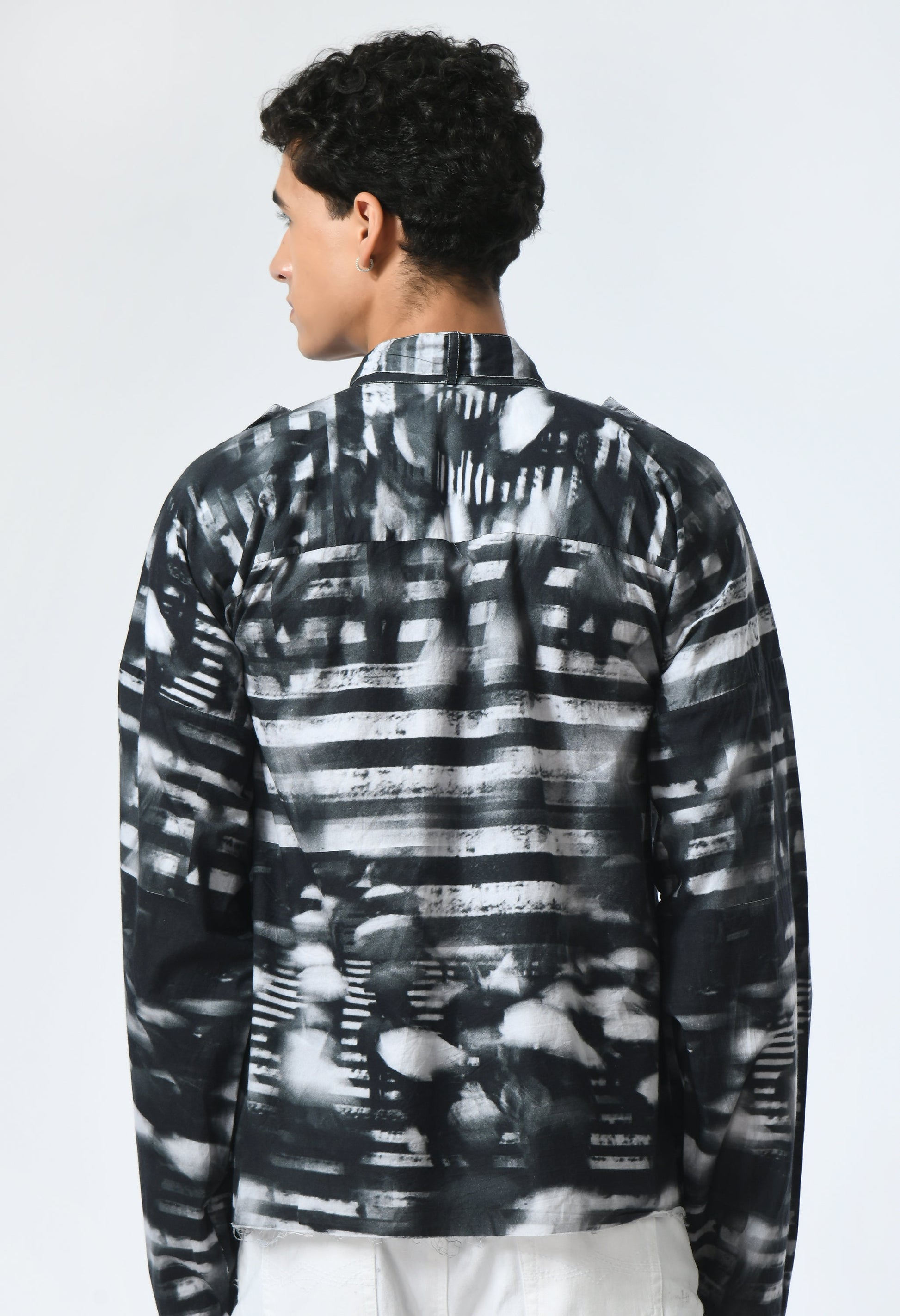 SHADOW LINES SHIRT with Bombay to Tokyo inspired print in soft cotton.