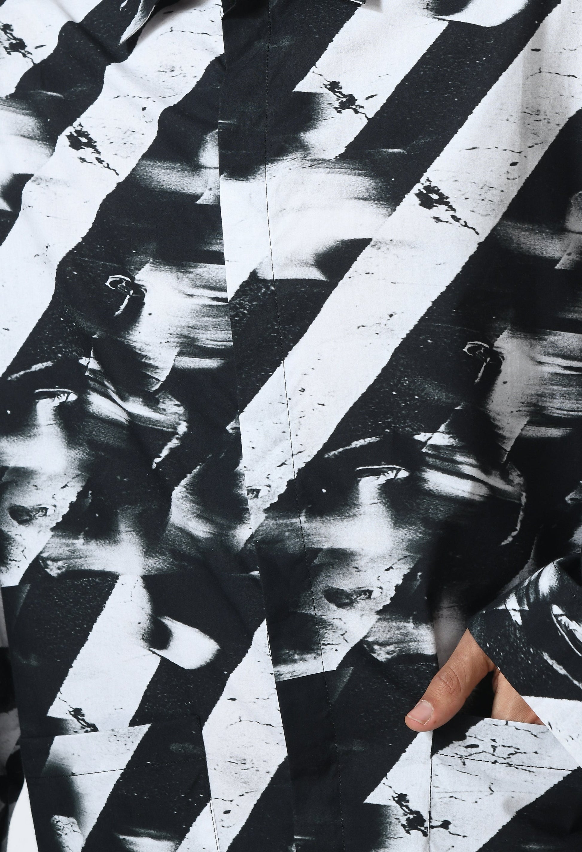 Binary Stripes Shirt with cultural print inspired by Bombay to Tokyo journey in soft cotton.