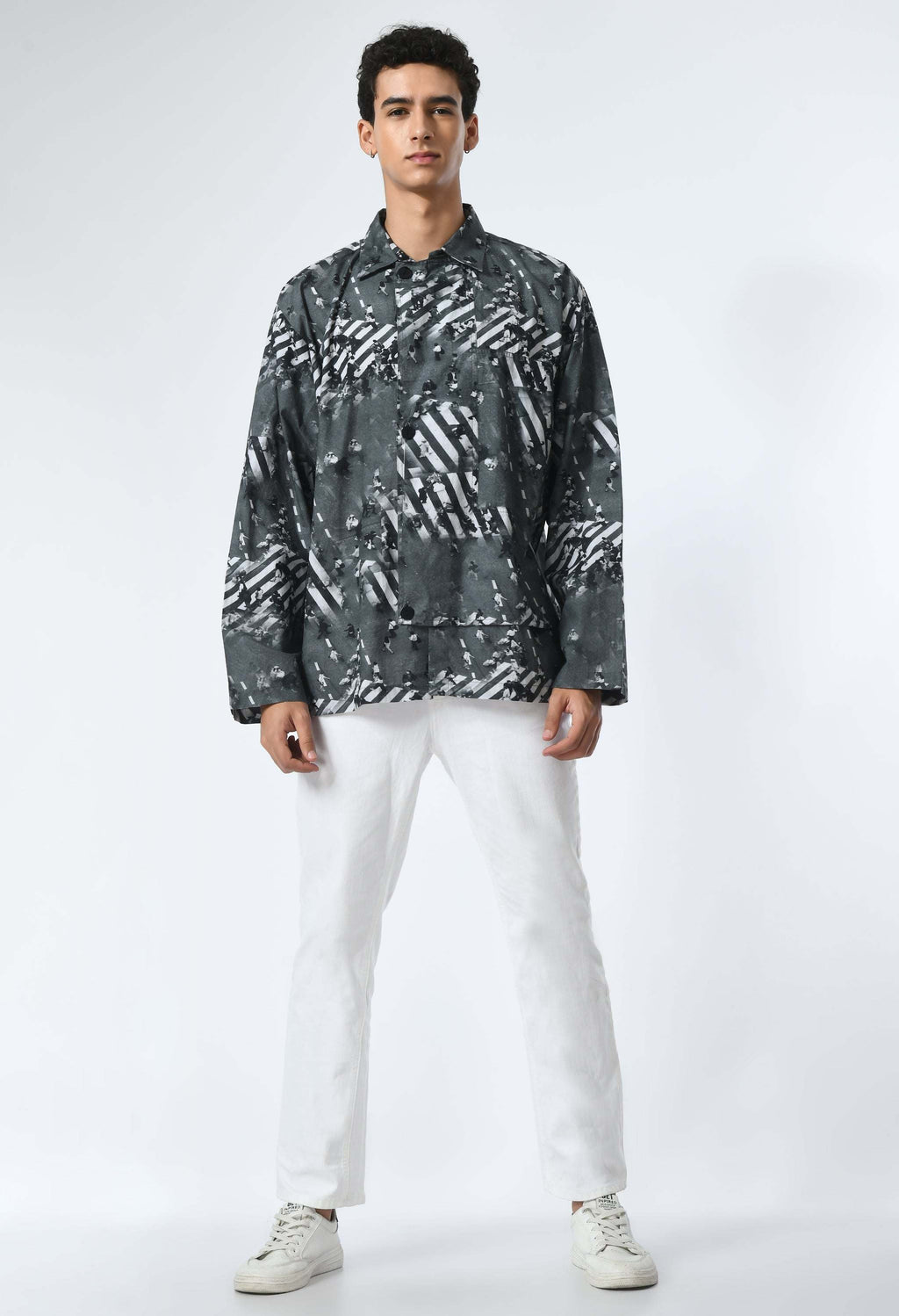 GREY MATTER SHIRT with Bombay to Tokyo inspired print, crafted in soft cotton.