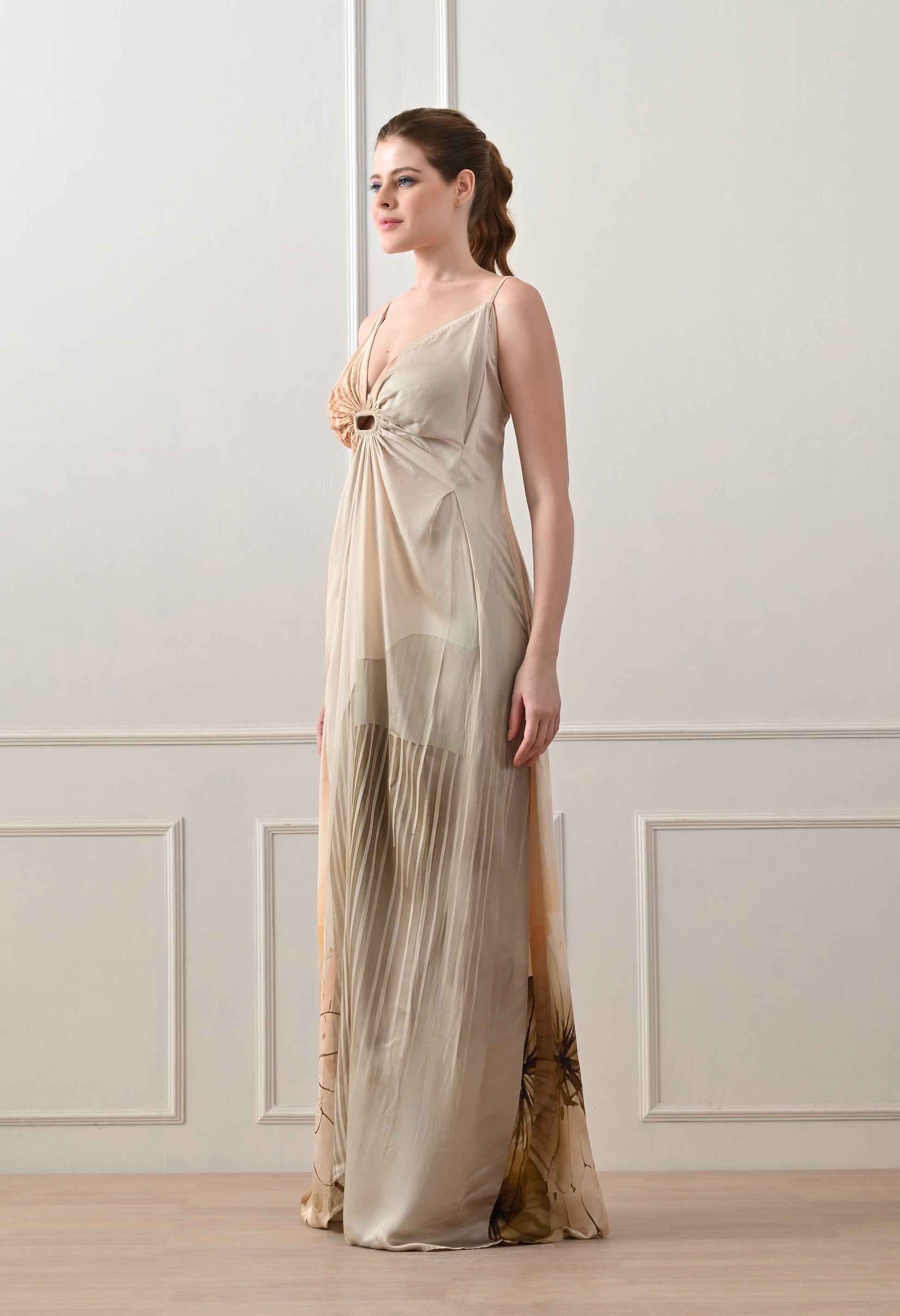 Beige Ombre Draped  Gown - samant chauhan design 