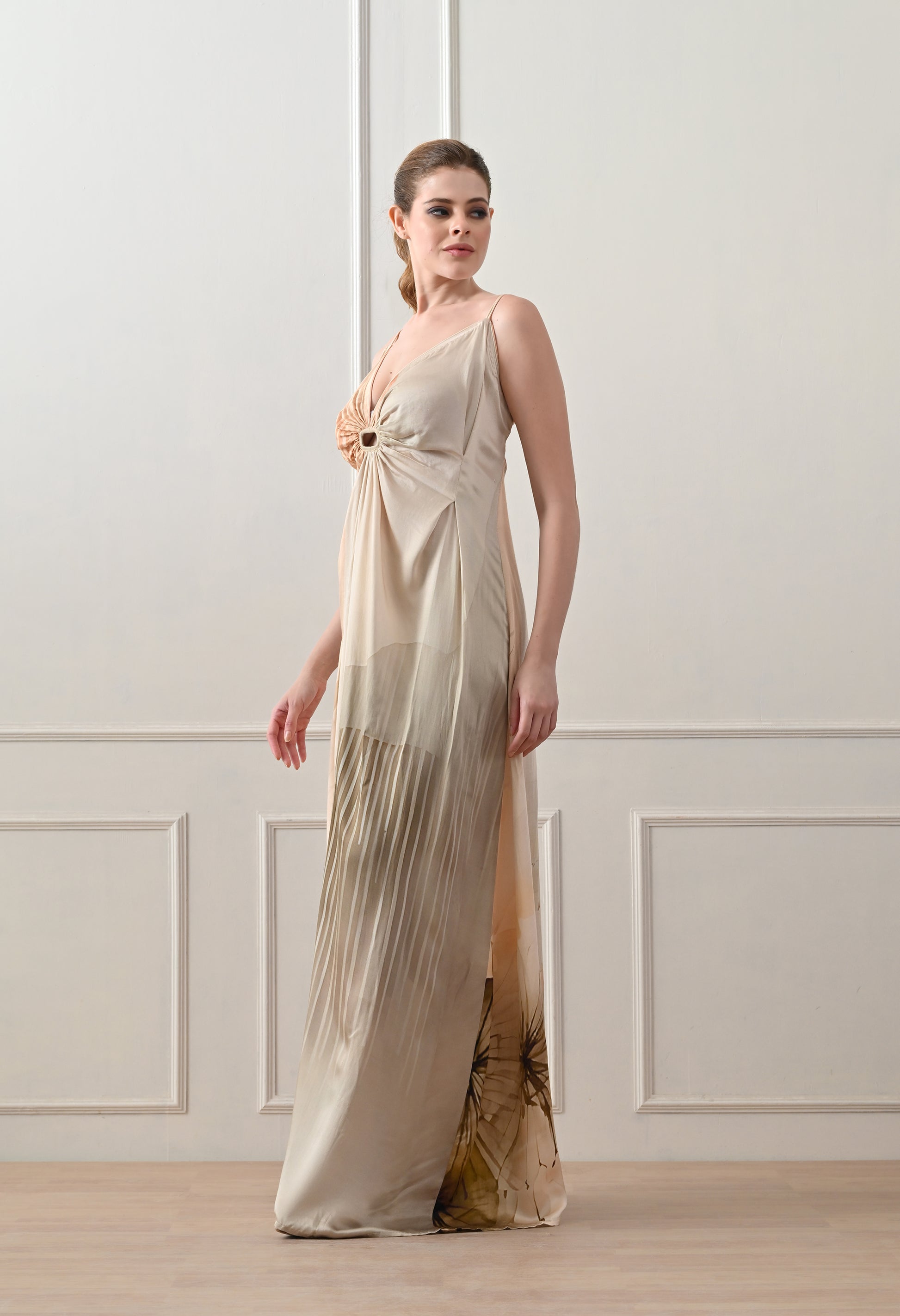 Beige Ombre Draped  Gown - samant chauhan design 
