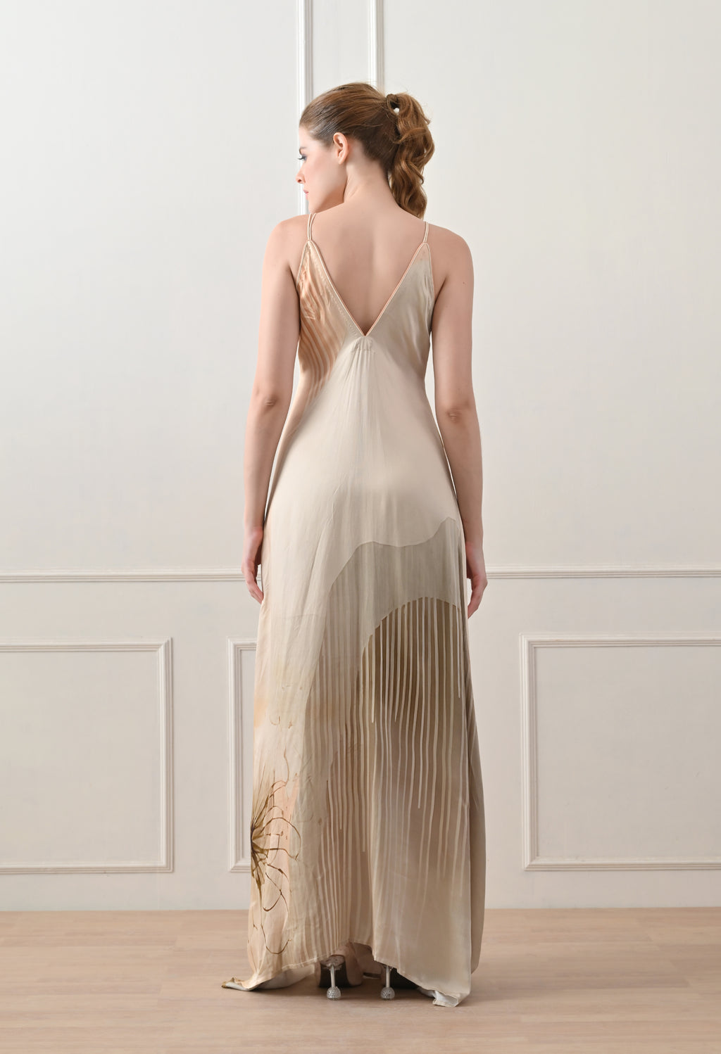 Beige Ombre Draped  Gown - samant chauhan design 
