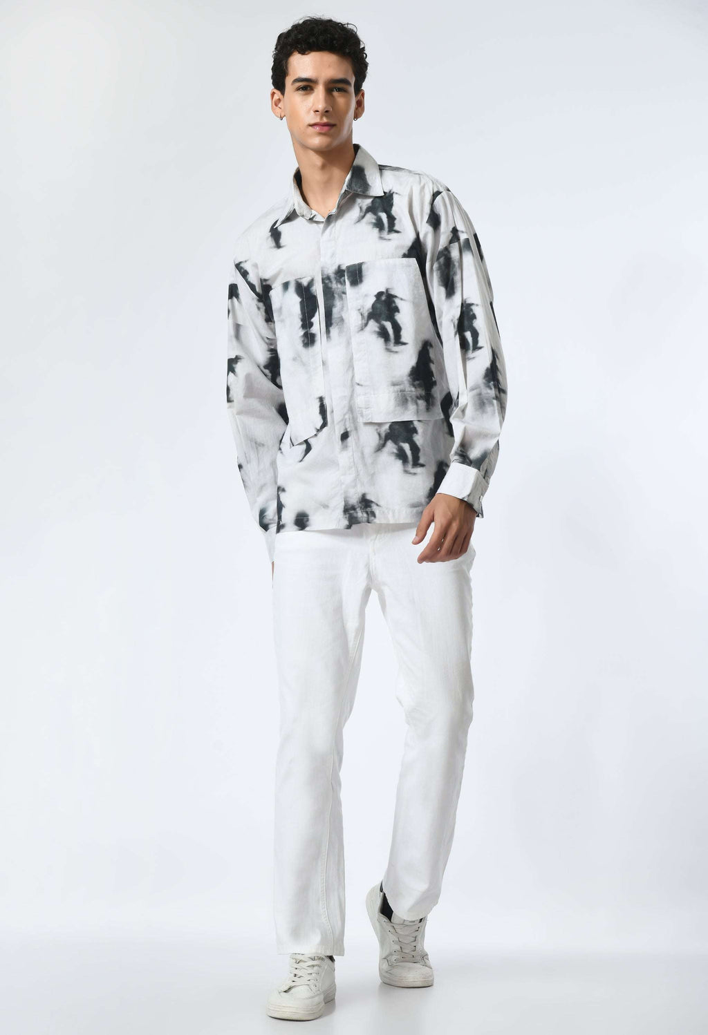 SMUDGE PLAY SHIRT in soft cotton with Bombay to Tokyo journey-inspired print.