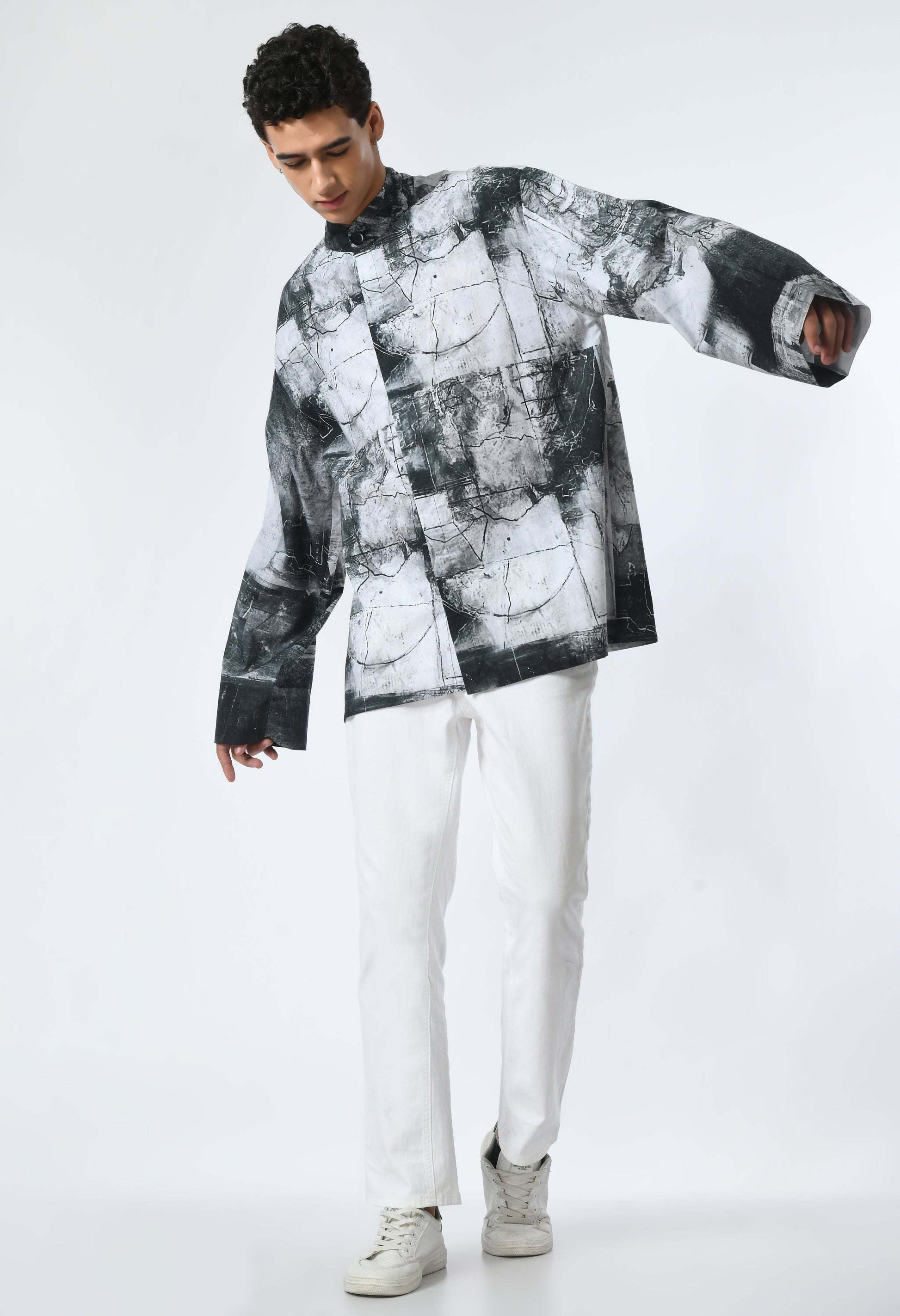 MONO MATRIX SHIRT with Bombay to Tokyo journey print, soft cotton, cultural fusion design.