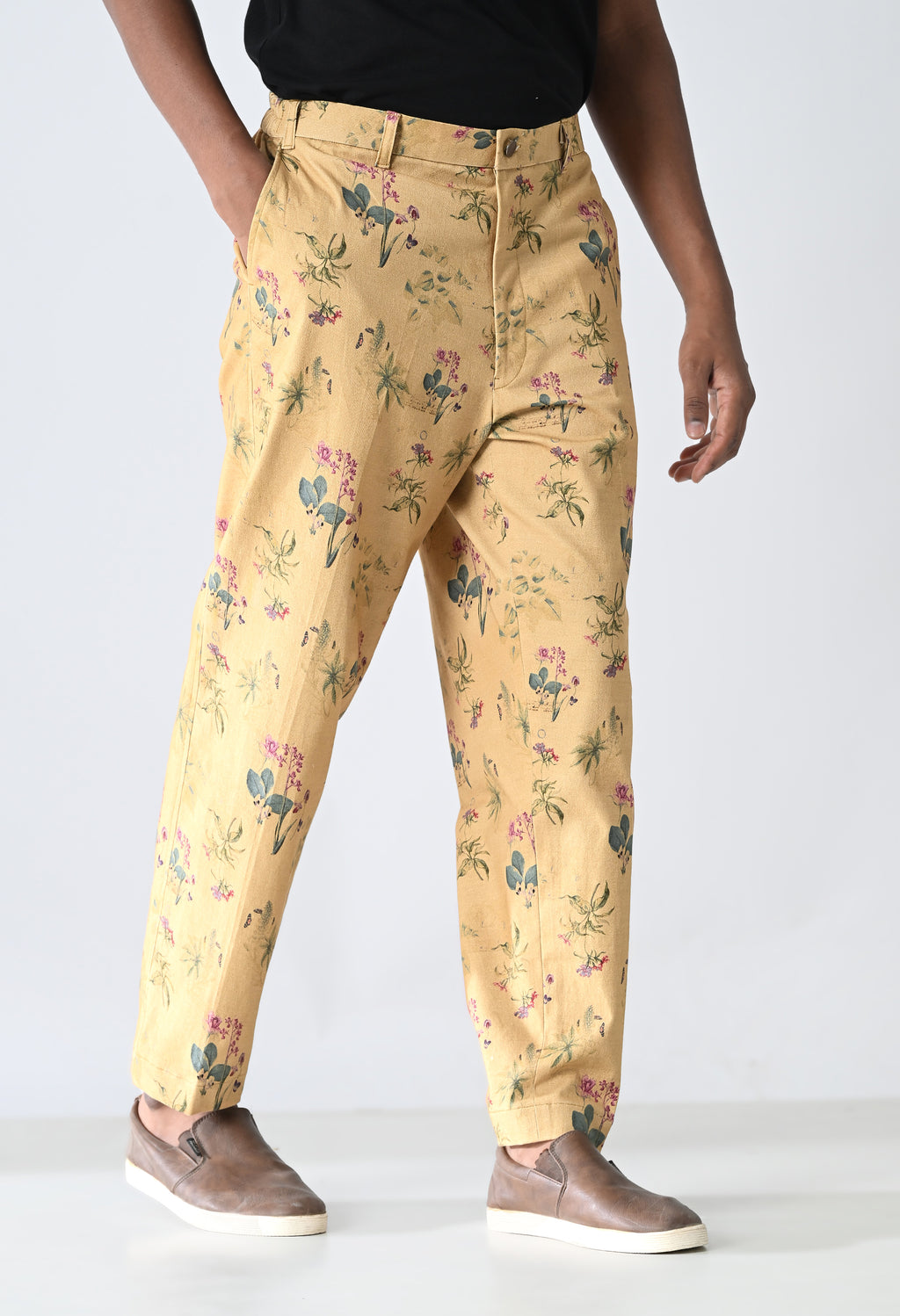 Mustard floral trousers