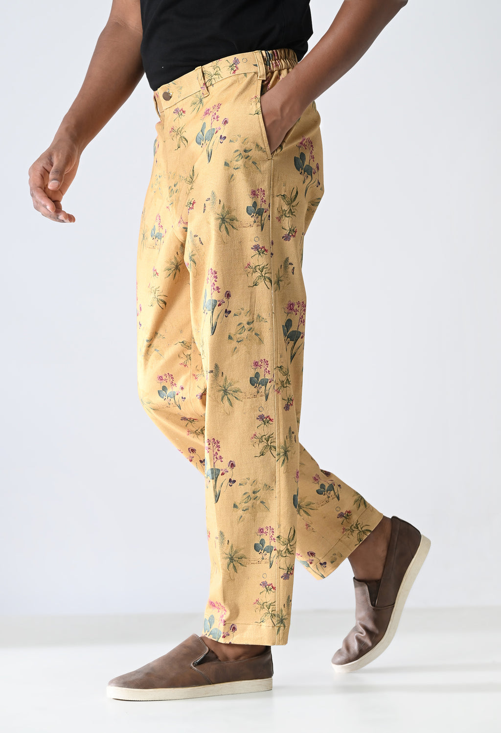 Mustard floral trousers