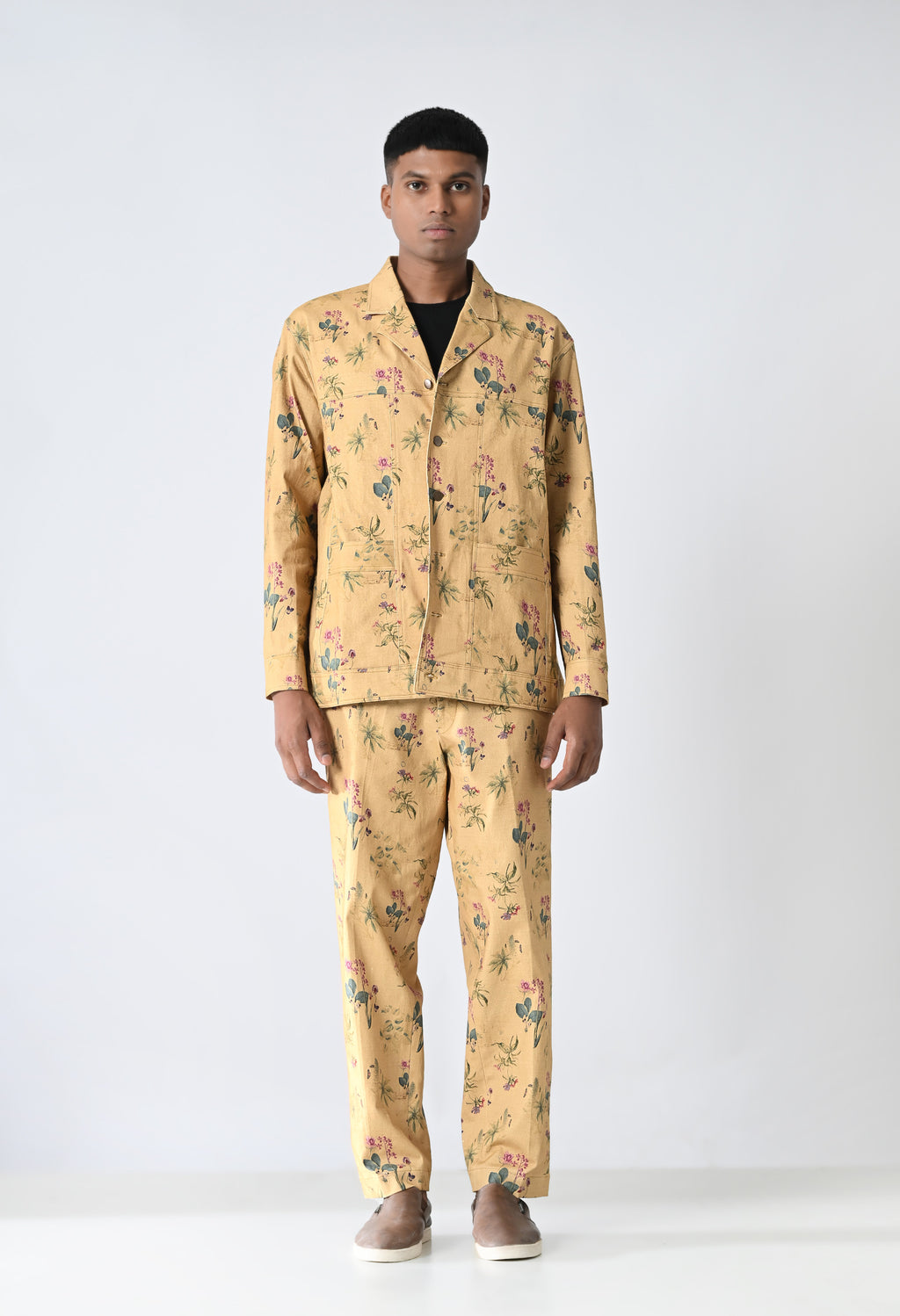 Mustard floral trousers