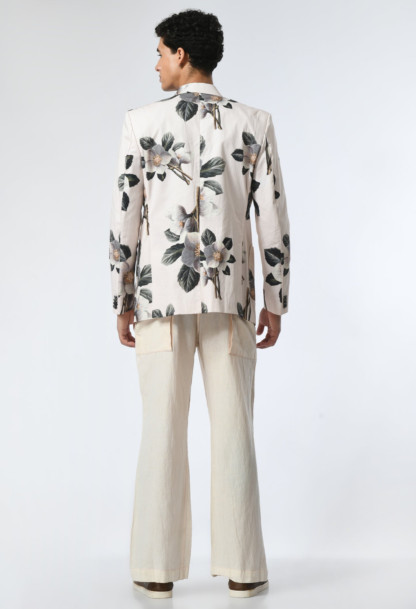 Men's blazer set with floral print.