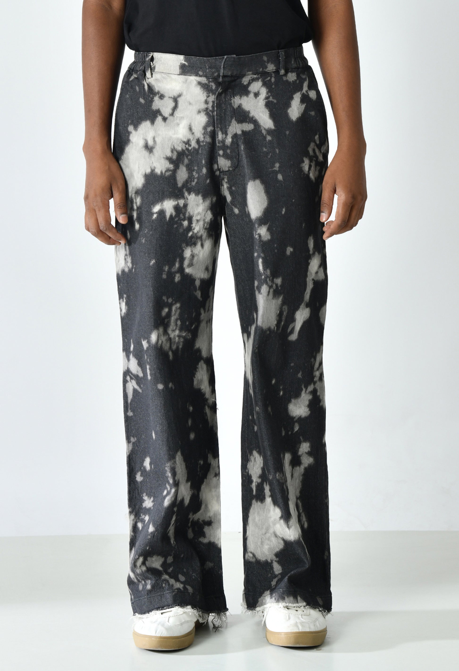 Textured Noir Denim Trousers