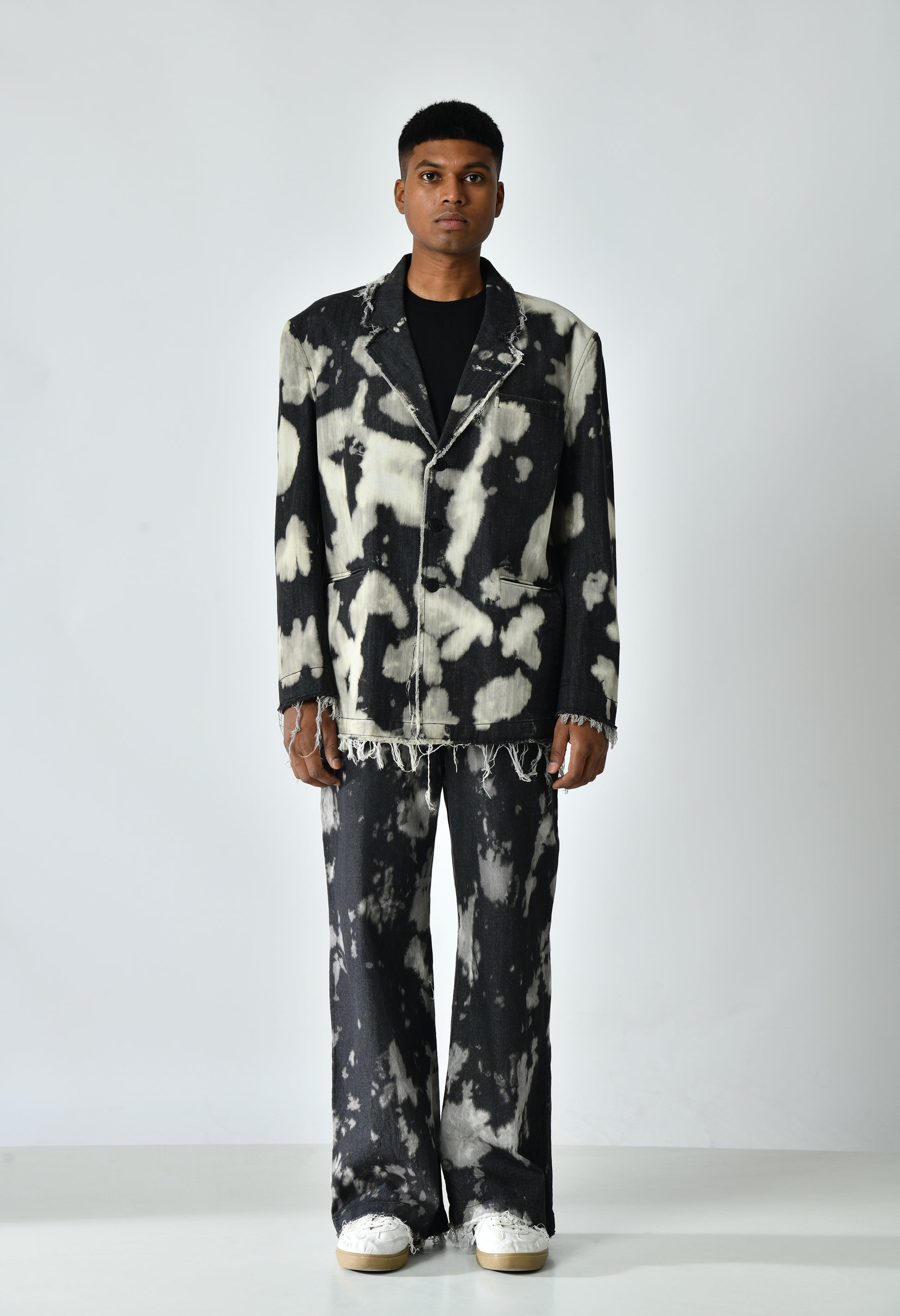Textured Noir Denim Trousers
