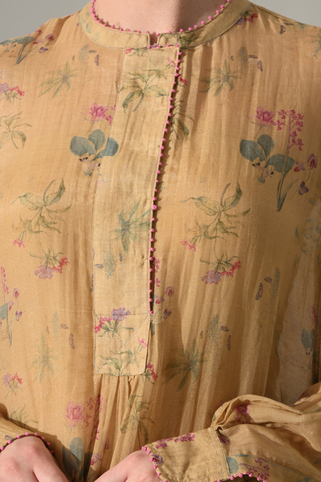 Beige Floral Tunic Dress