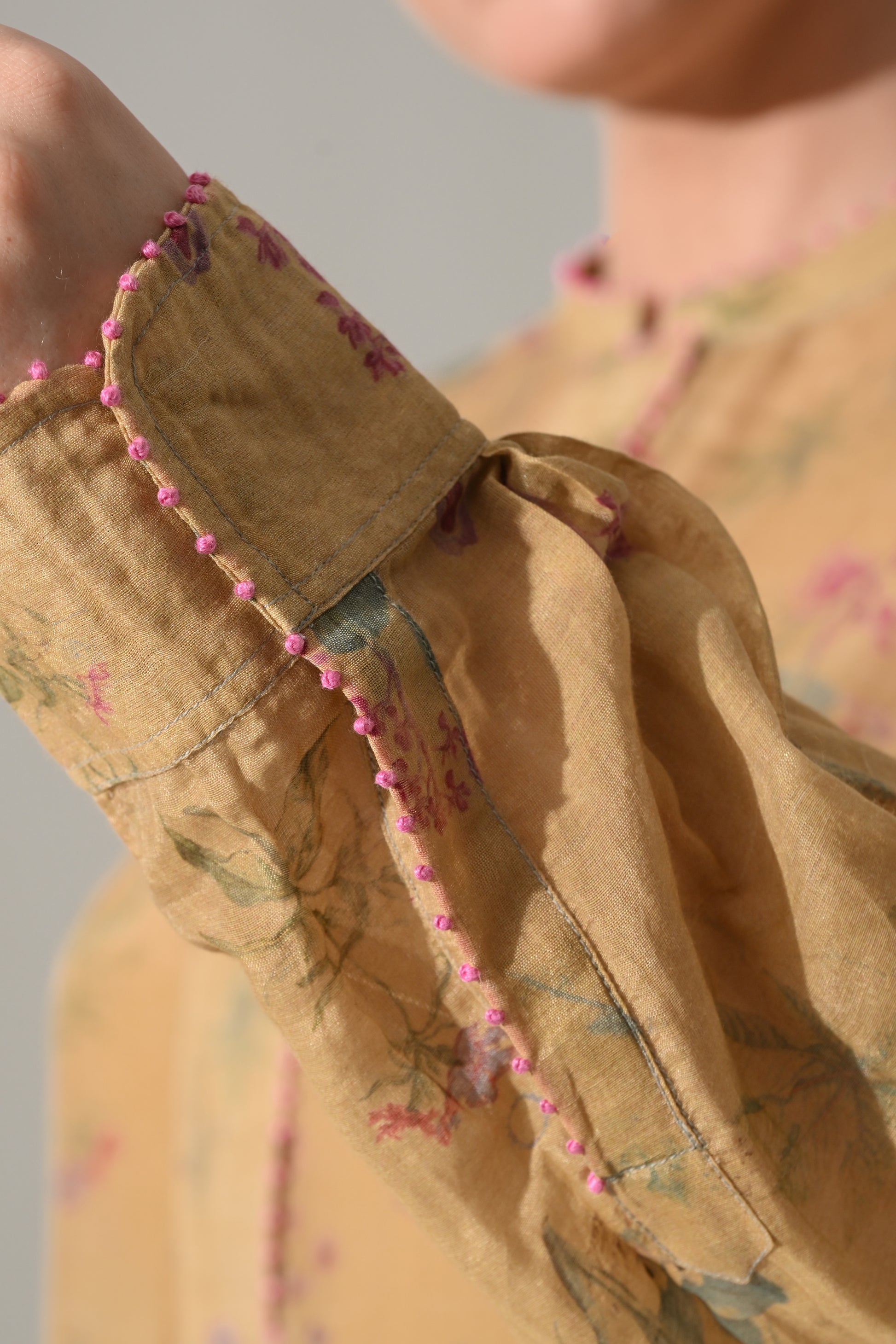 Beige Floral Tunic Dress