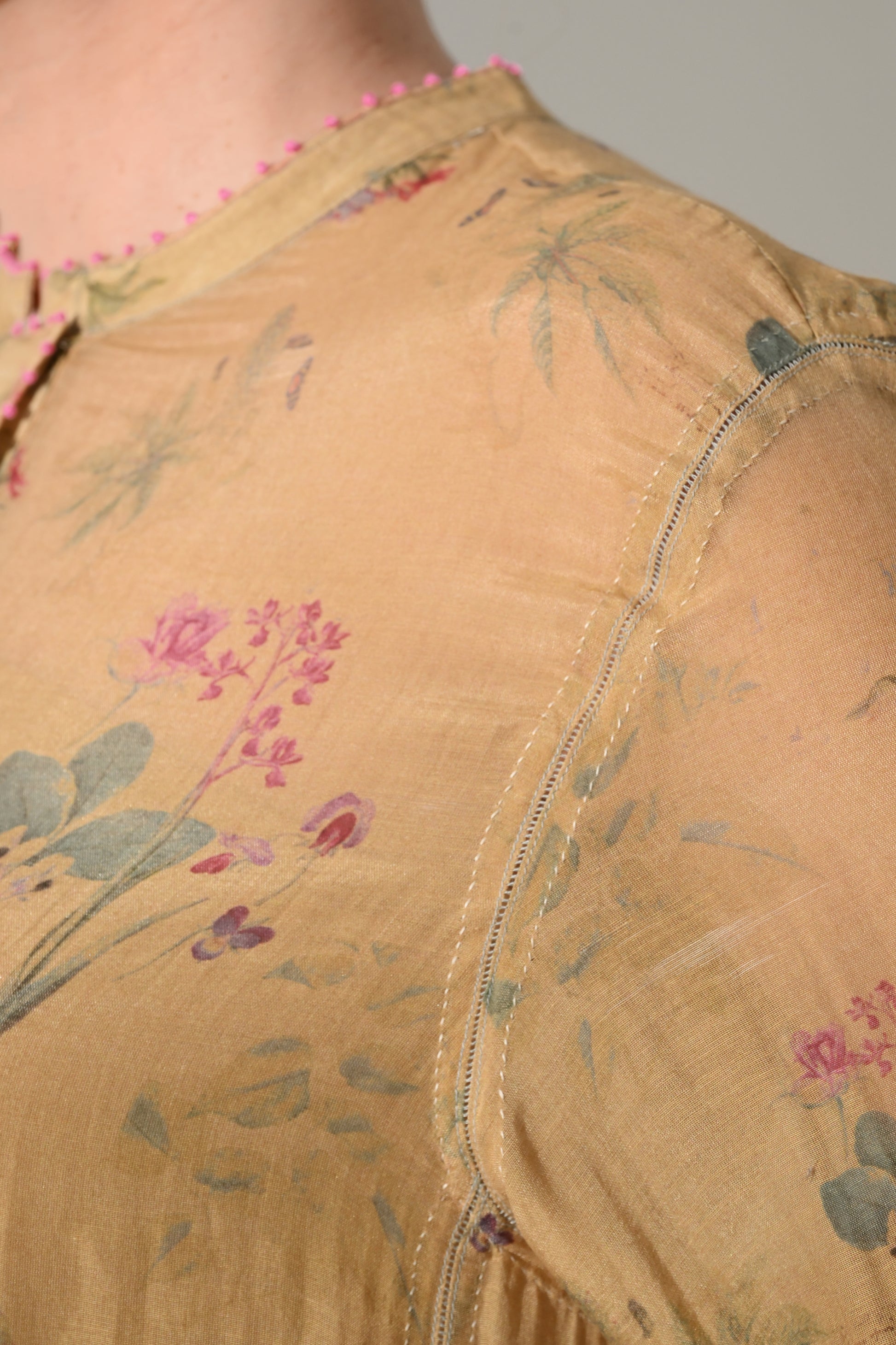 Beige Floral Tunic Dress