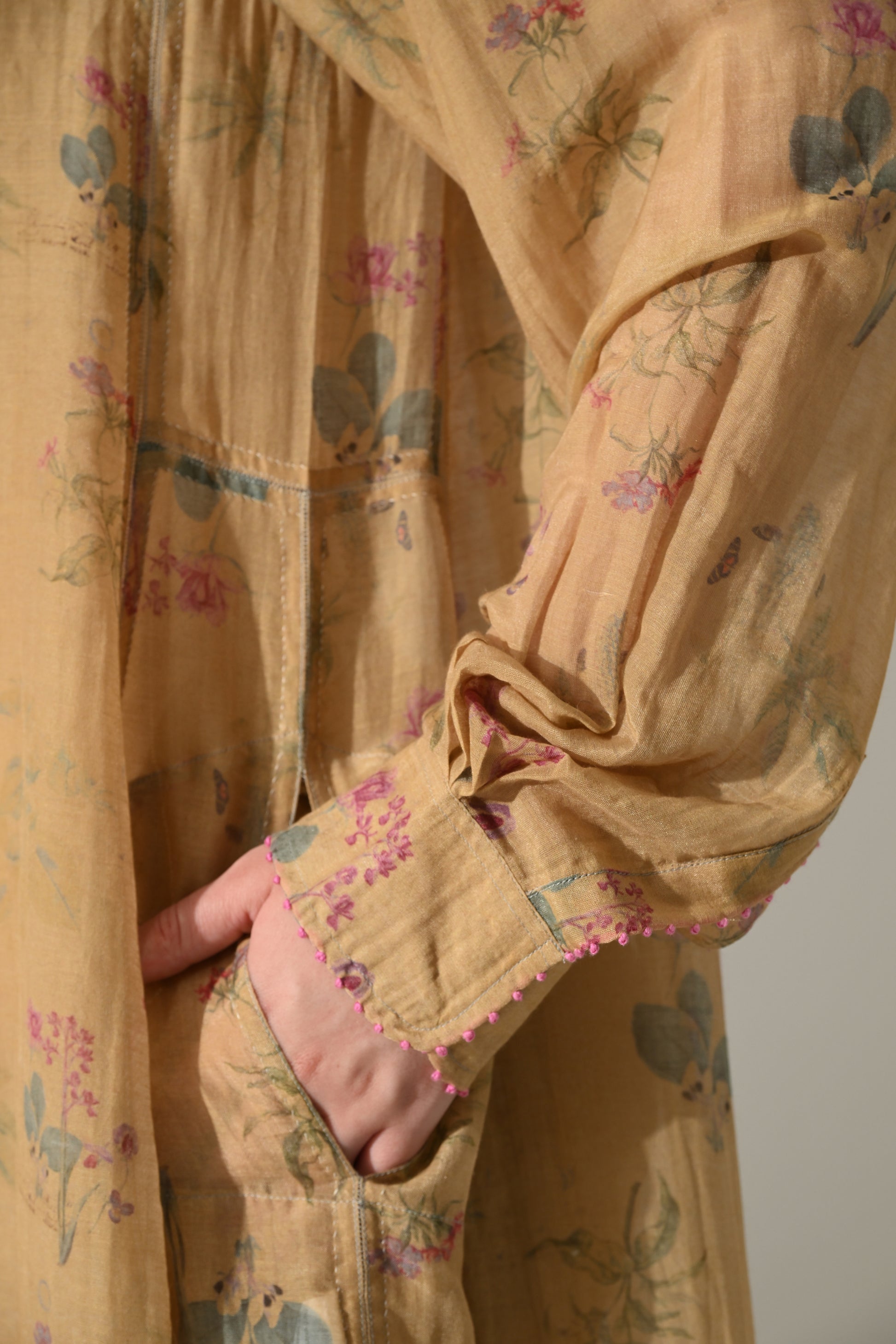 Beige Floral Tunic Dress