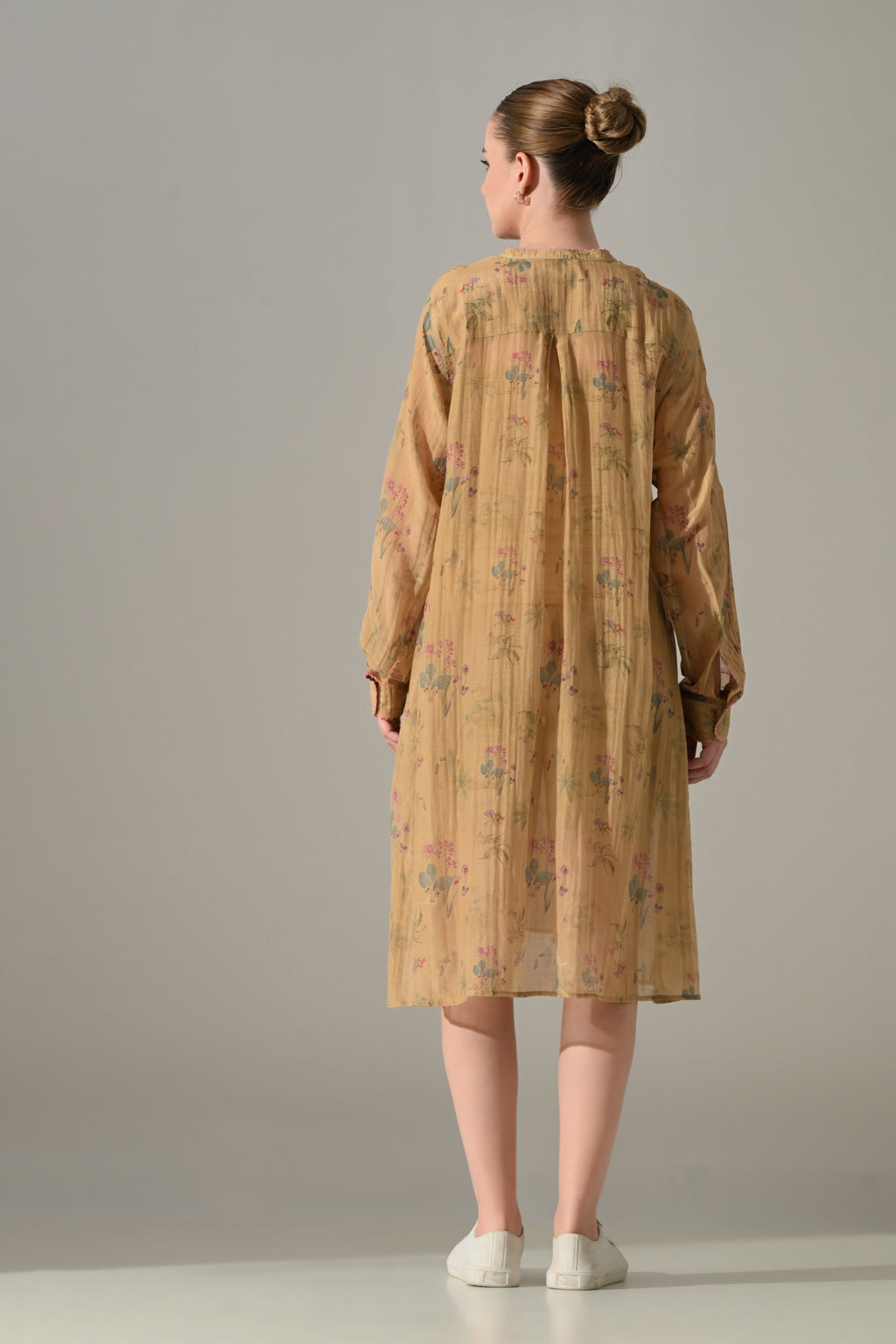 Beige Floral Tunic Dress