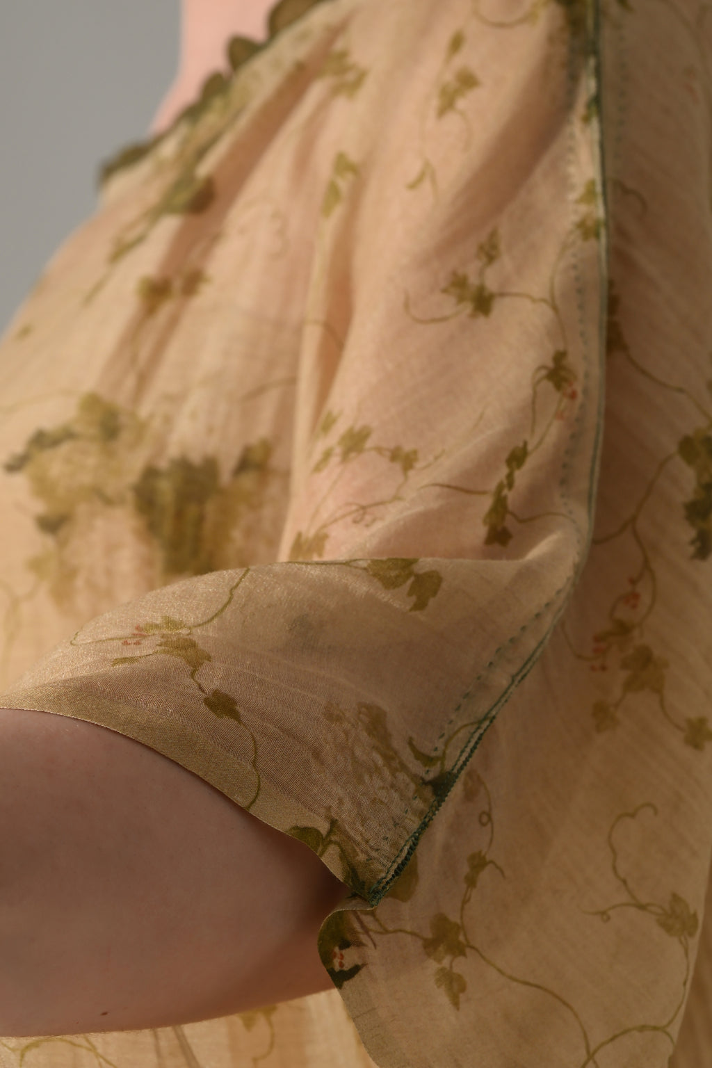 Beige Botanical long kaftan dress - samant chauhan design 